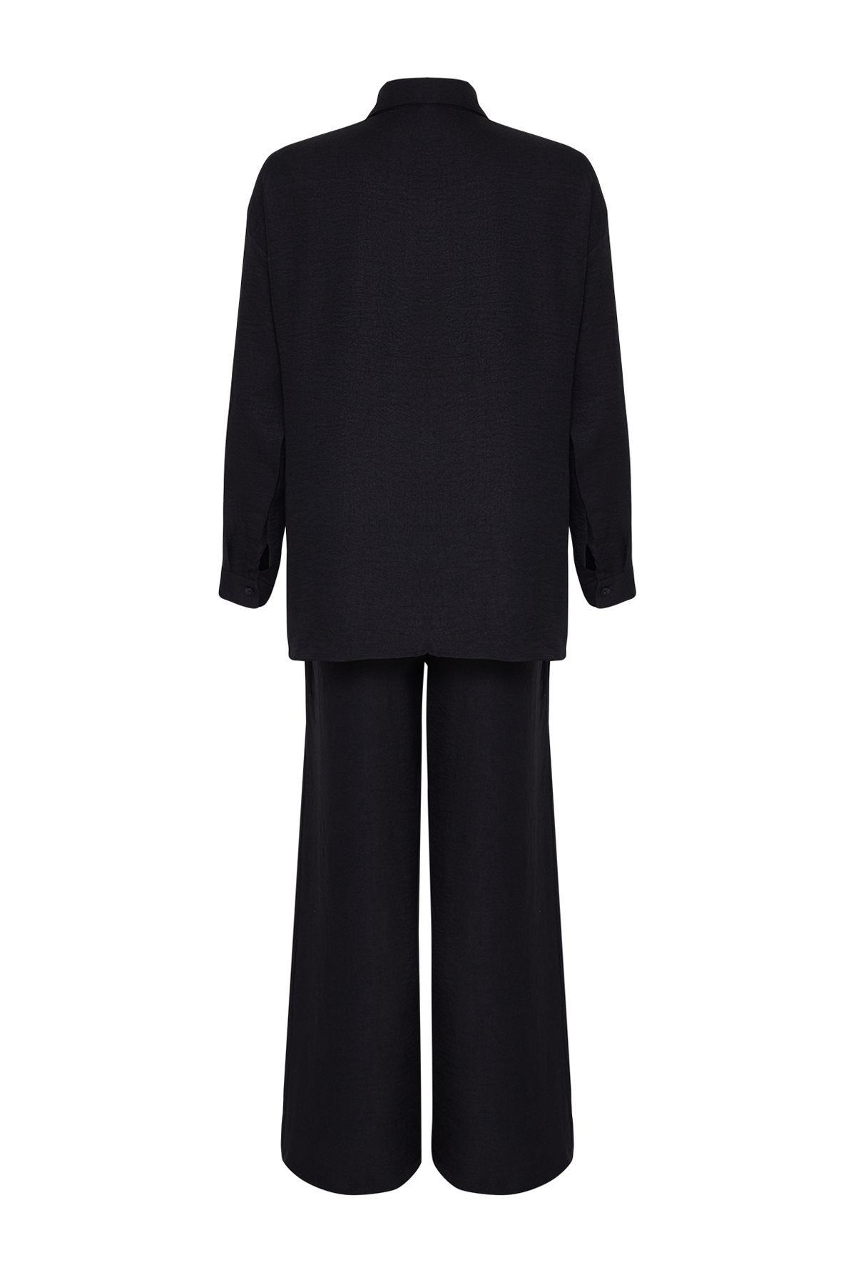Trendyolmilla  Siyah Dokuma Gömlek-Pantolon Apoletli Takım TWOSS24AU00095 - Görsel 8