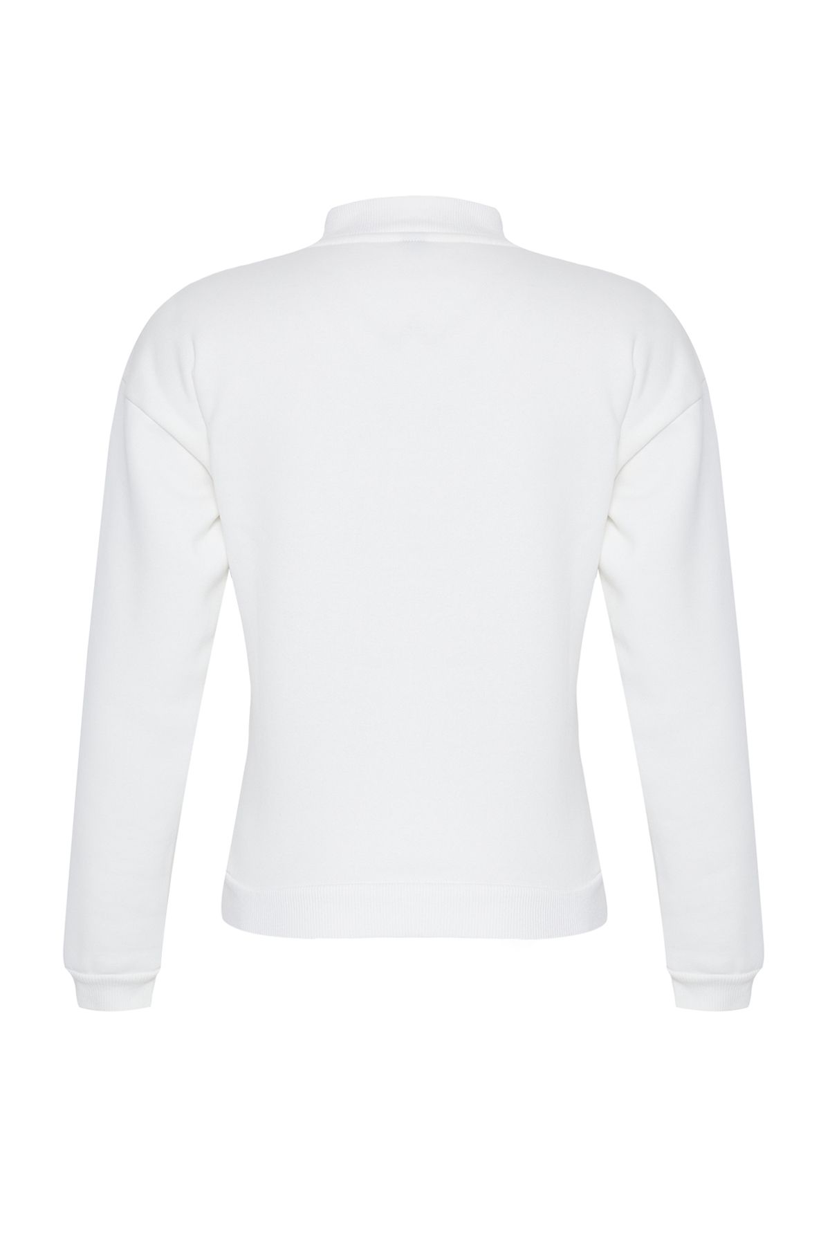 Kolekcia Trendyol-Pletená mikina Stand Collar Ecru - uvoľnený strih 10