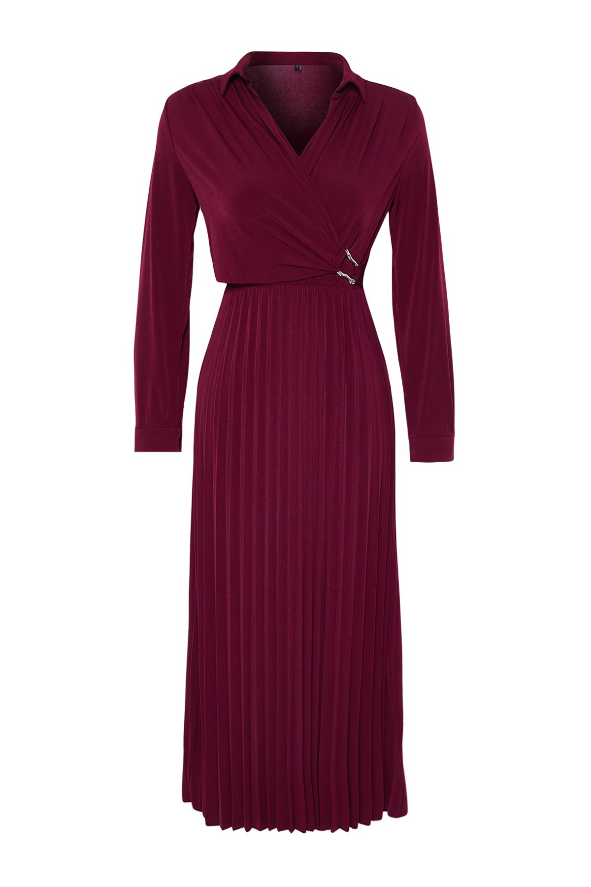 Trendyol Modest-Knitted Burgundy Dress - Tctaw25Eb00138 6