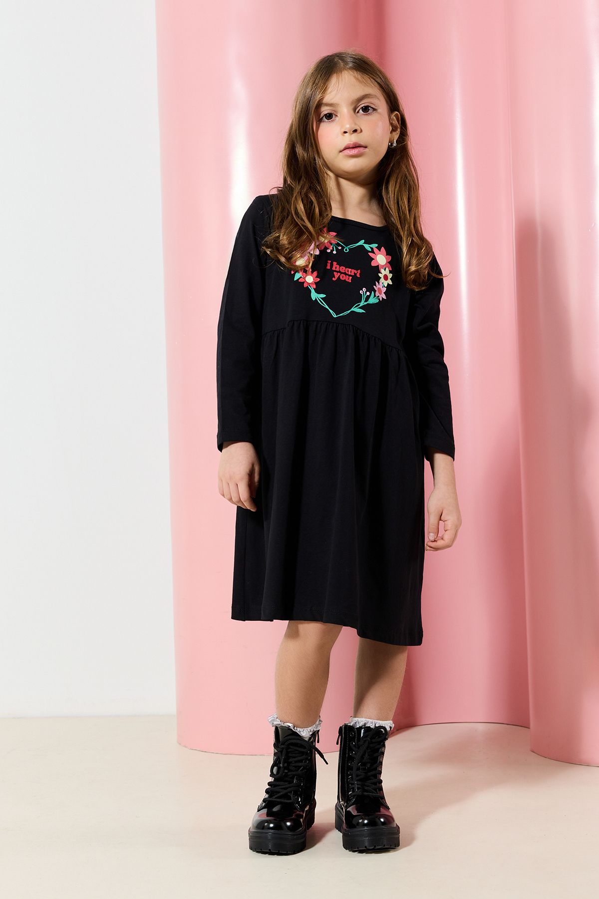 TRENDYOLKIDS-Φόρεμα για κορίτσια Midi μήκους Floral Print - Βαμβακερό, TKDAW25EL00008 2