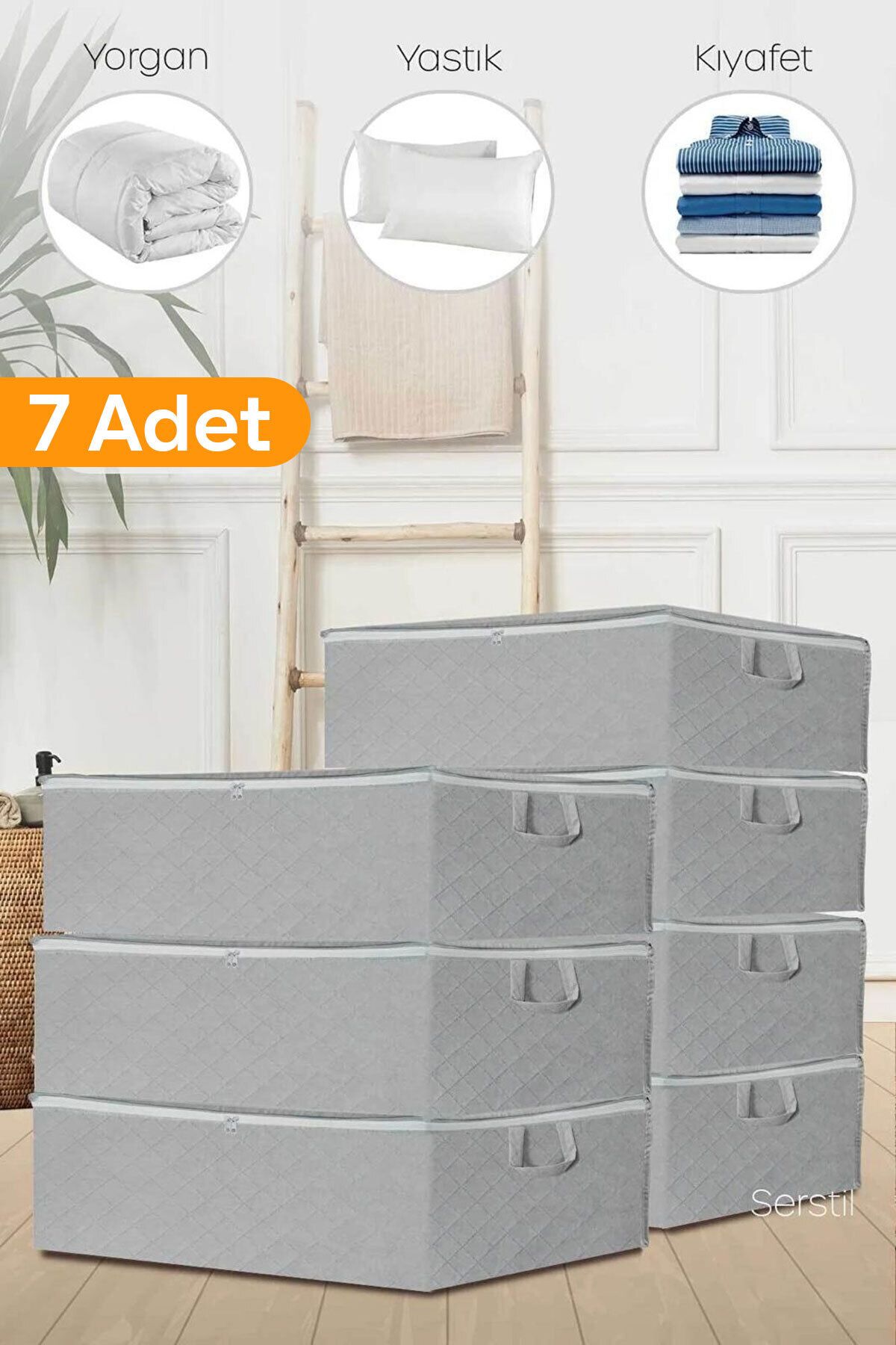 teknotrust 7'li Antrasit Baza Altı ve Çekyat Tipi Hurçlar, 64x45x22 cm, Gri renkli set