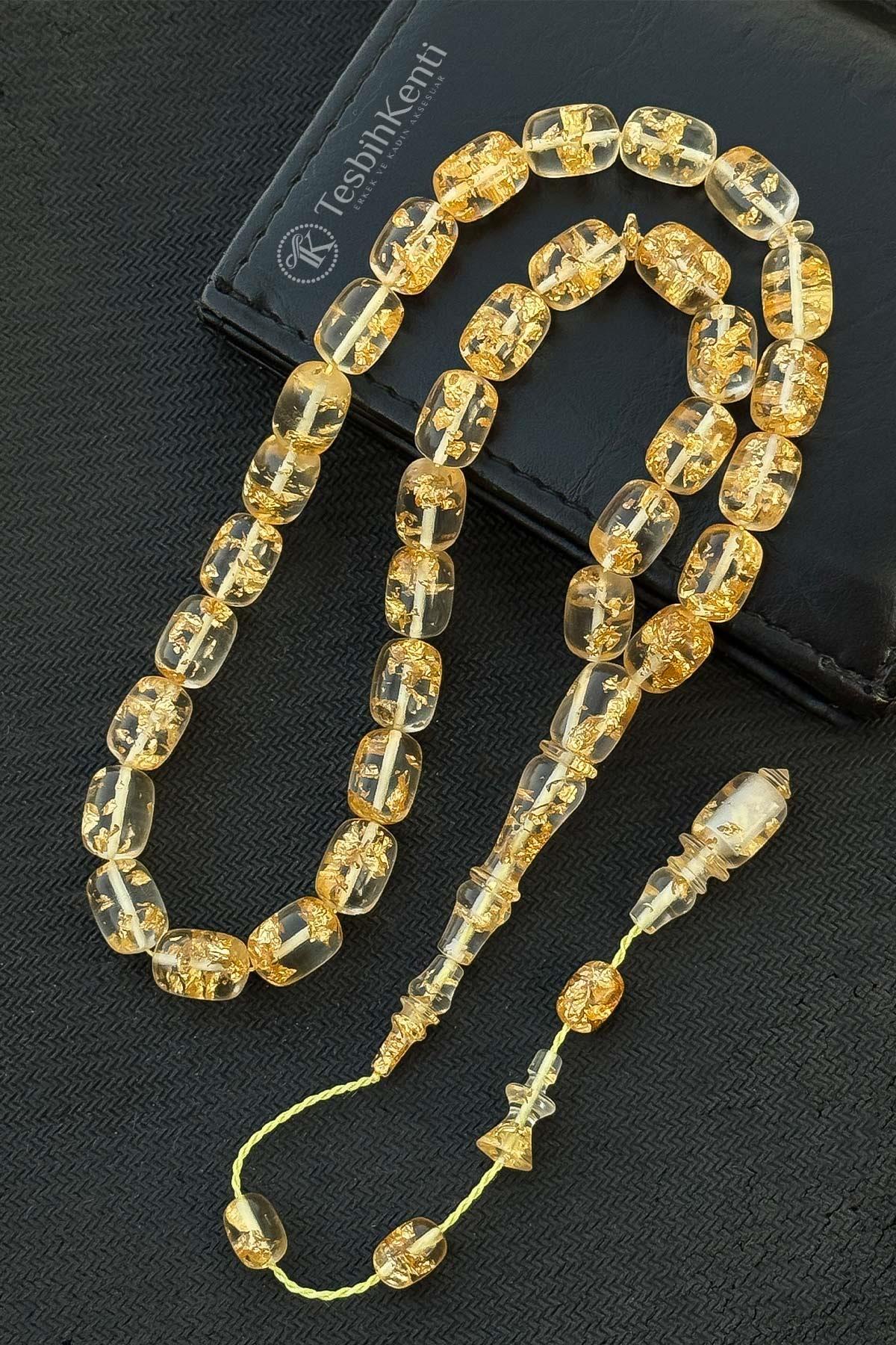 Master Crafted Gold Foil Capsule Grain Aircraft Glass Rosary