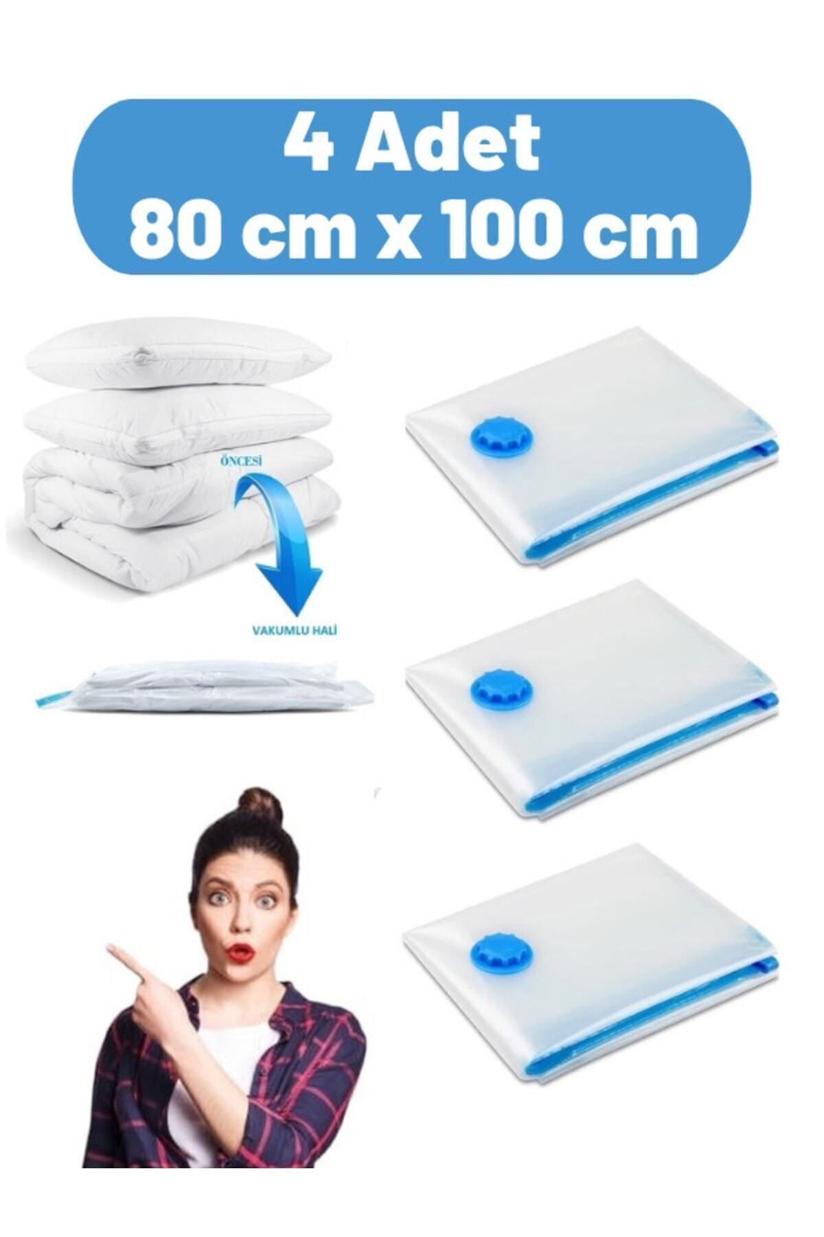 teknotrust Vakumlu Yorgan Hurcu 80x100 cm 4'lü set, gardırop ve valiz düzenleyici