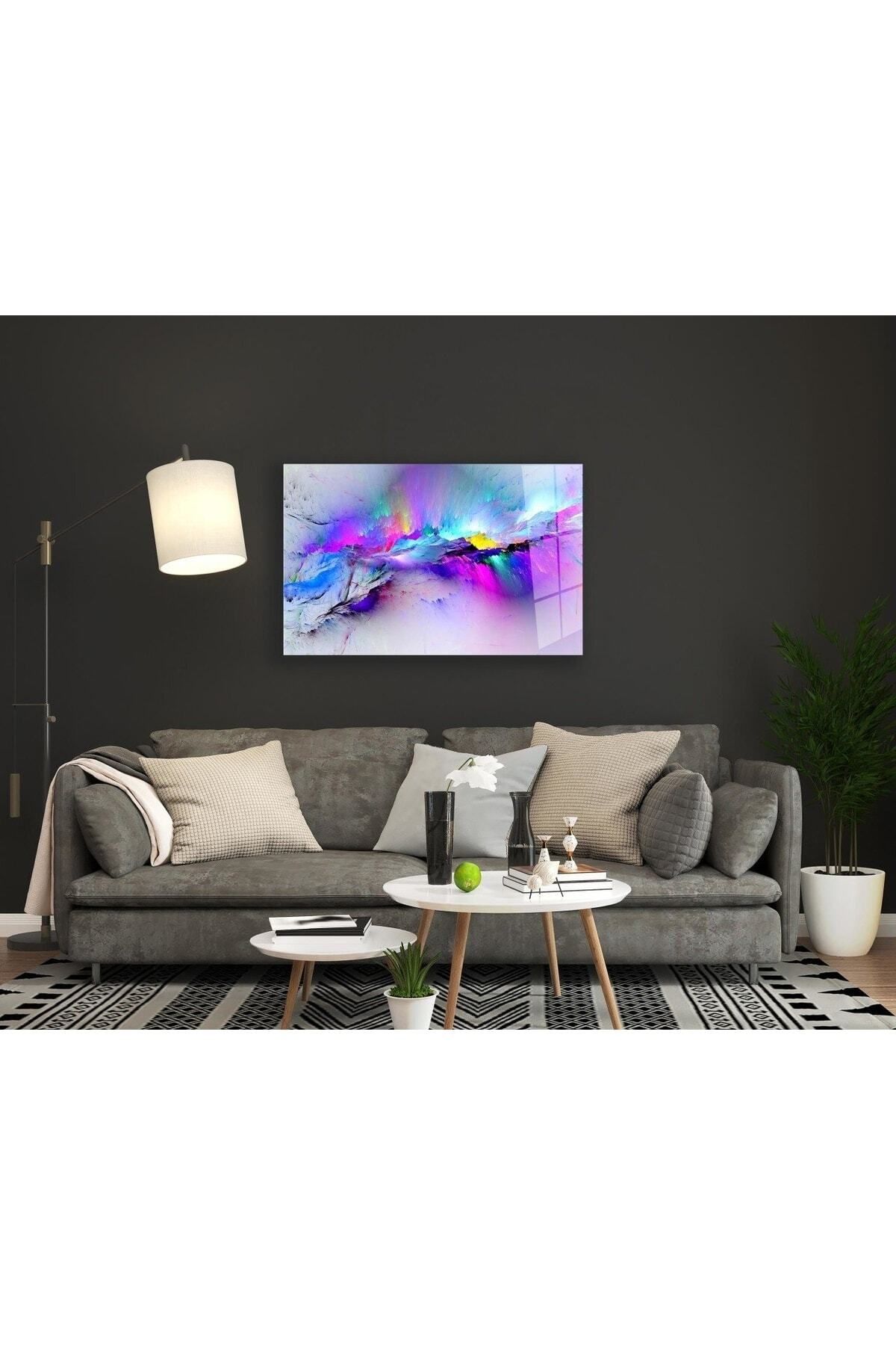 ArtNoia Rengarenk Dağınık Boyalı Soyut Cam Tablo
