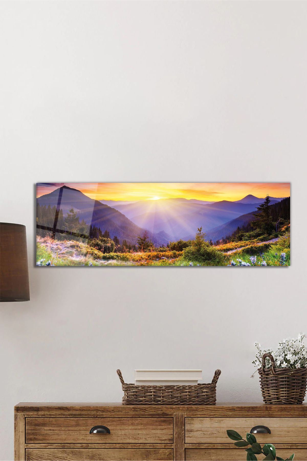 ArtNoia Rengarenk Doğa Manzarası Panorama Cam Tablo