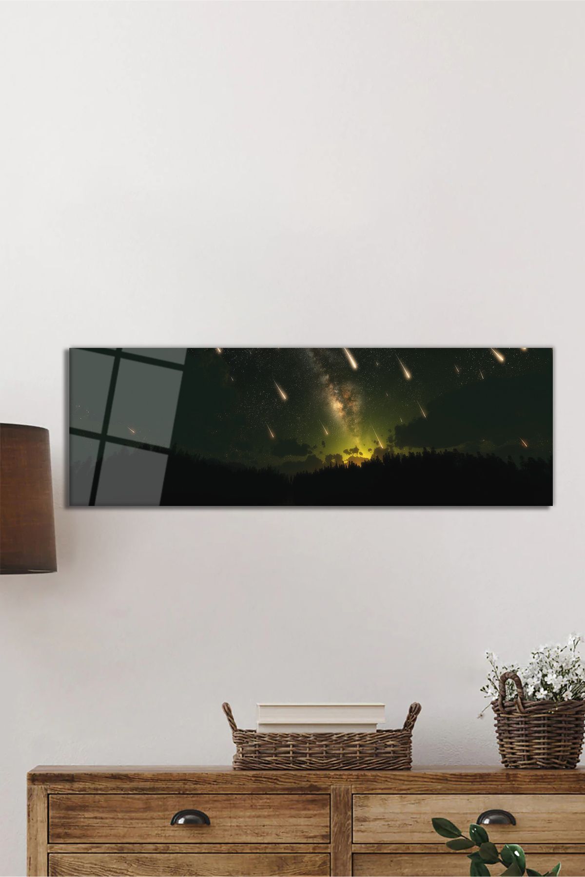 ArtNoia Kayan Yıldızlar ve Evren Panorama Cam Tablo