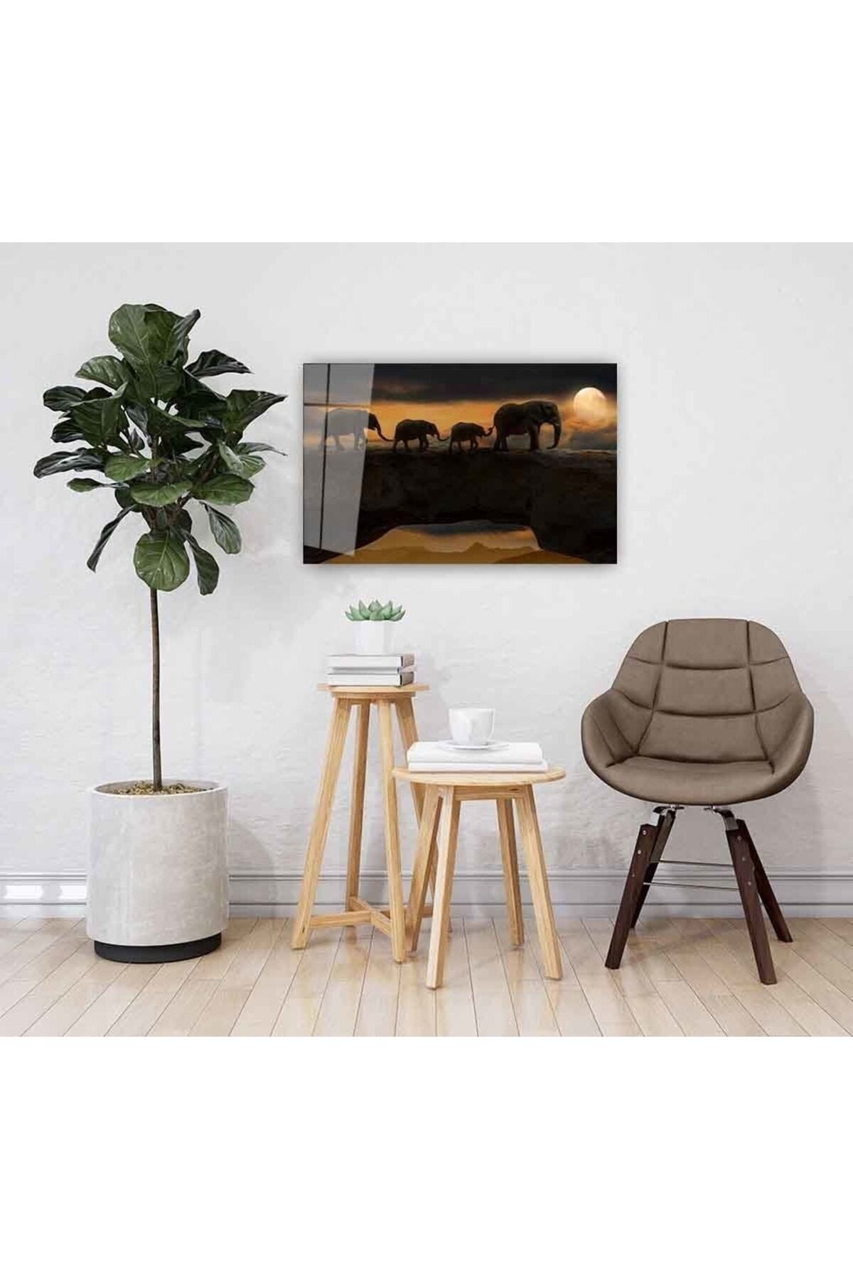 ArtNoia Filler Ve Ay Vahşi Doğa Manzarası Cam Tablo
