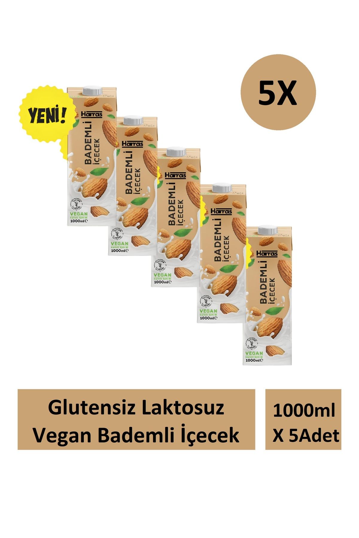 Harras Bademli İçecek Glutensiz Laktozsuz Vegan 1000ml X 5 Adet