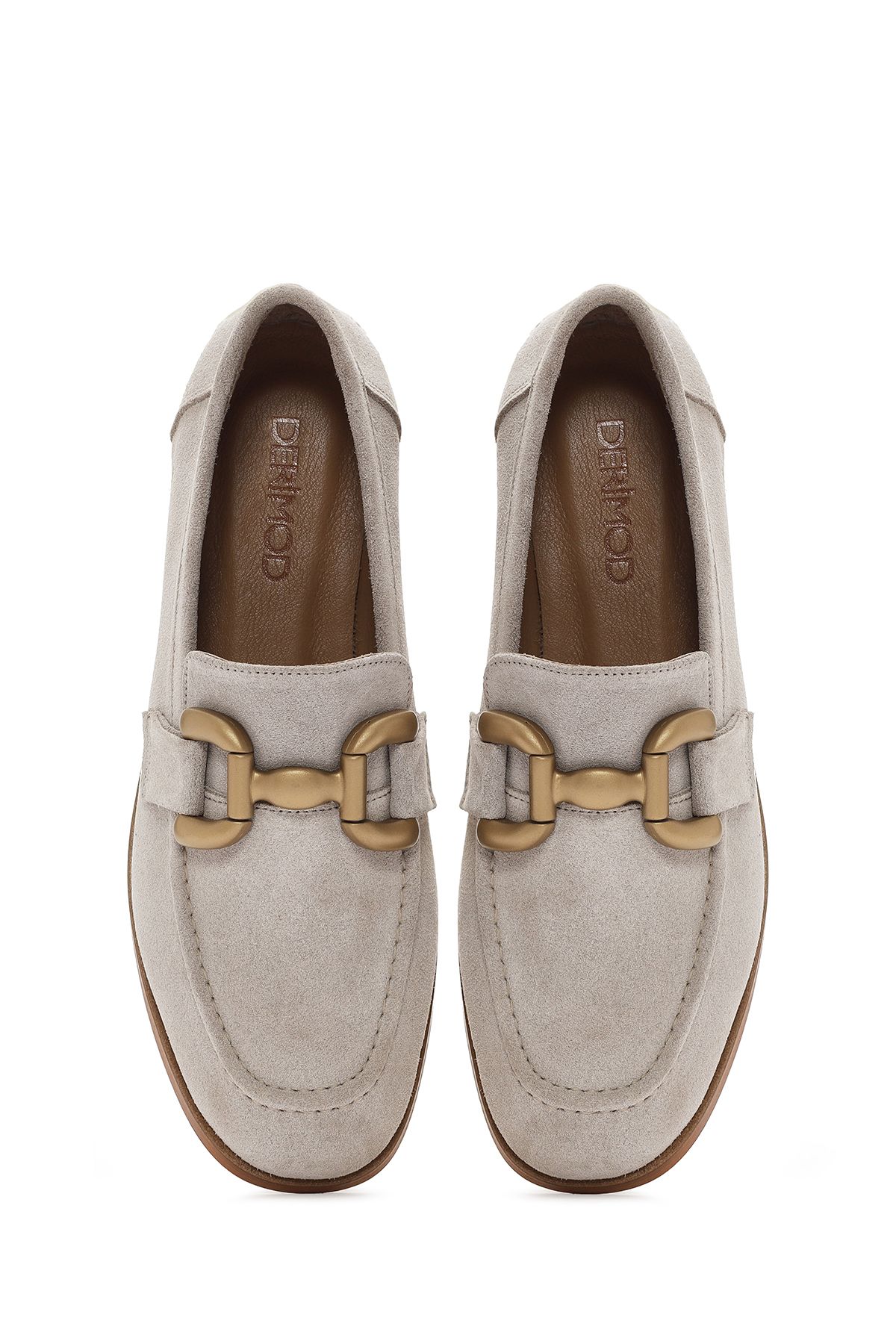 لوفر نود زنانه Beige چرمی Loafer 24SFD131910 Derimod