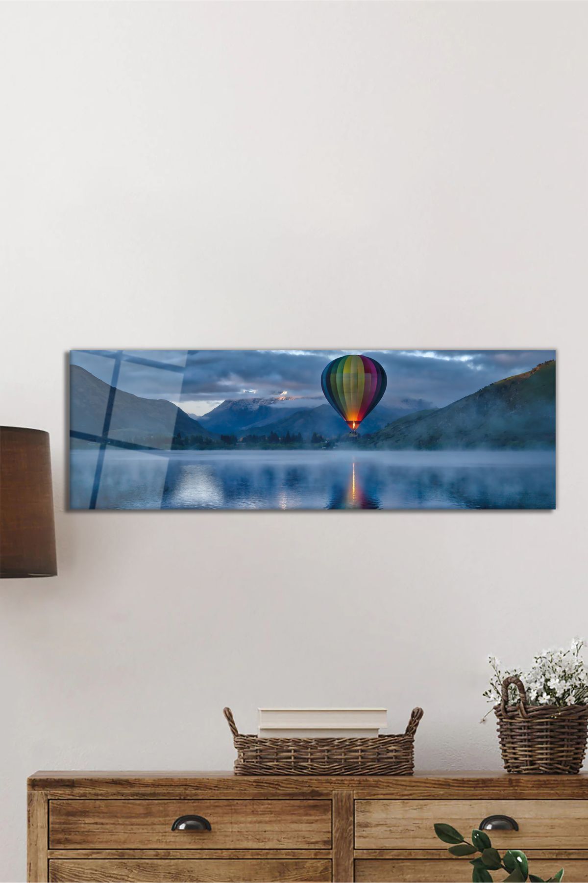 ArtNoia Sıcak Hava Balonu Yansıması Panorama Cam Tablo