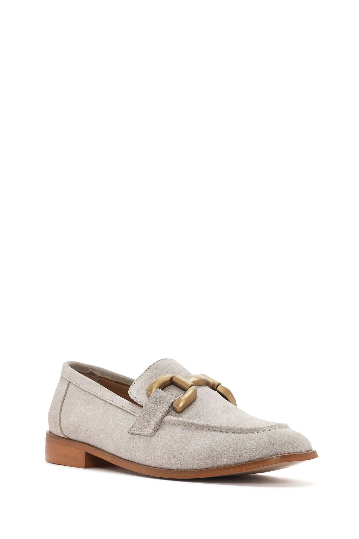 لوفر نود زنانه Beige چرمی Loafer 24SFD131910 Derimod