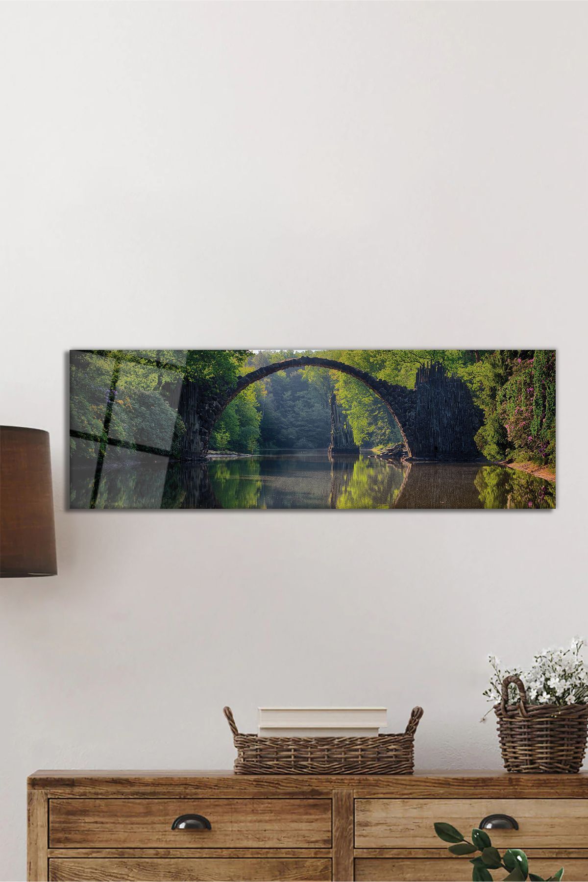 ArtNoia Yeşillikler İçerisinde Köprü Panorama Cam Tablo