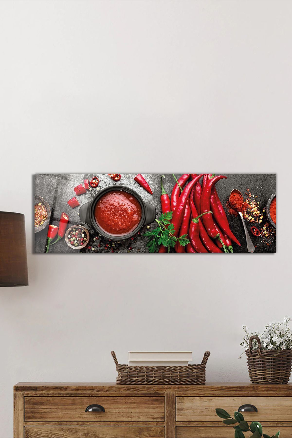 ArtNoia Acı Biberler ve Baharatlar Panorama Cam Tablo