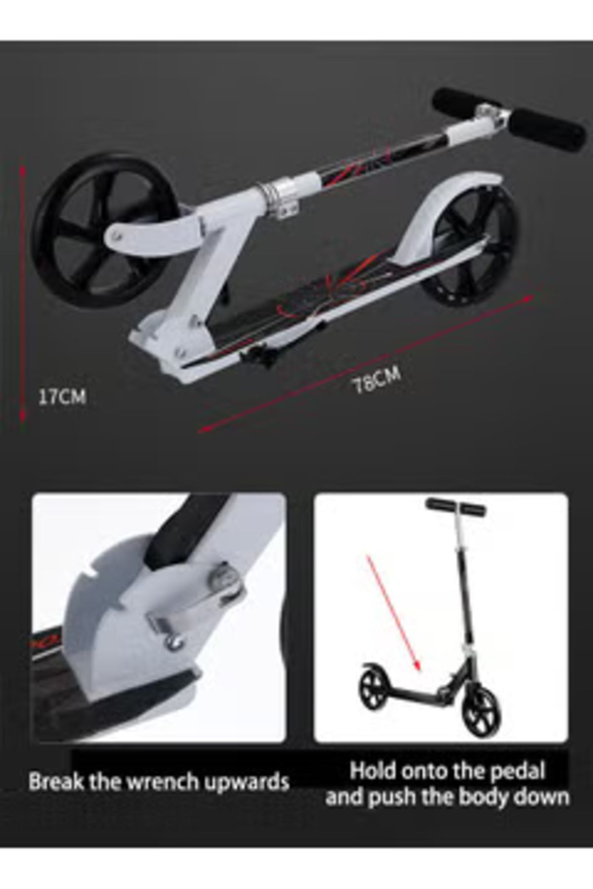 Arabest-Adult Scooter,Suitable for Gifts for Family Kids(White 102*78*16cm) 7