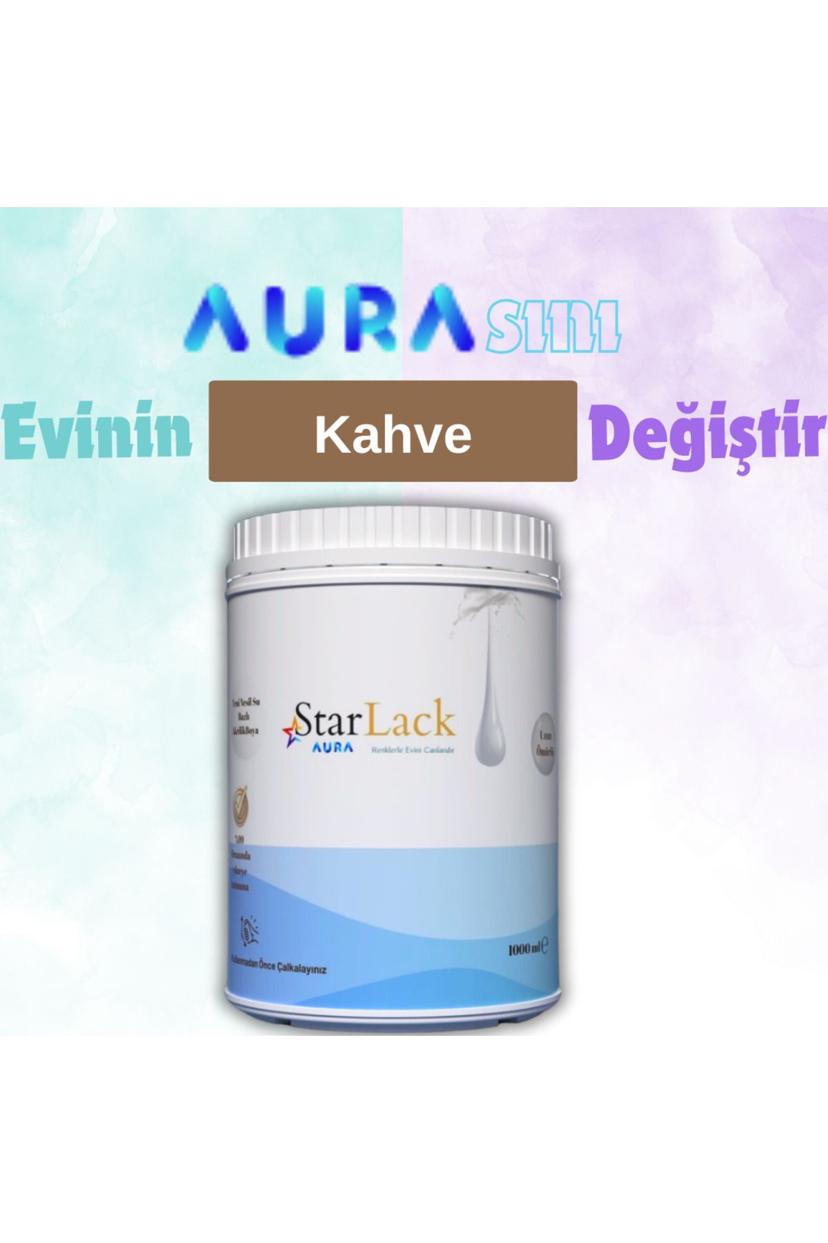 starlack Aura 1000ml Akrilik Su Bazlı Hobi Dönüşüm Boyası ( Tezgah-fayans-dolap-cam-plastik-ahşap-kapı )