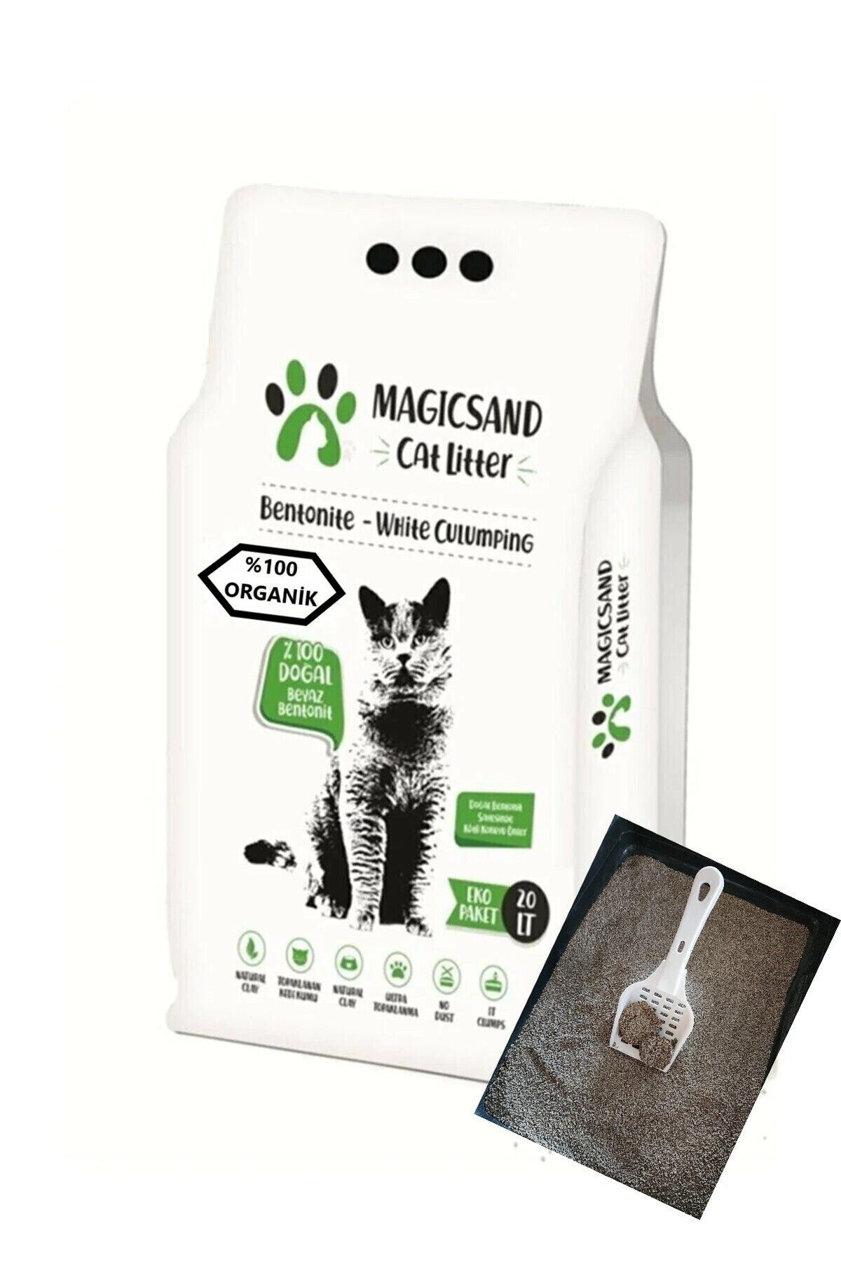 magicsand Yeni Nesil Kahverengi Organik Ekstra Topaklanan Ekonomik Boy Doğal Kedi Kumu