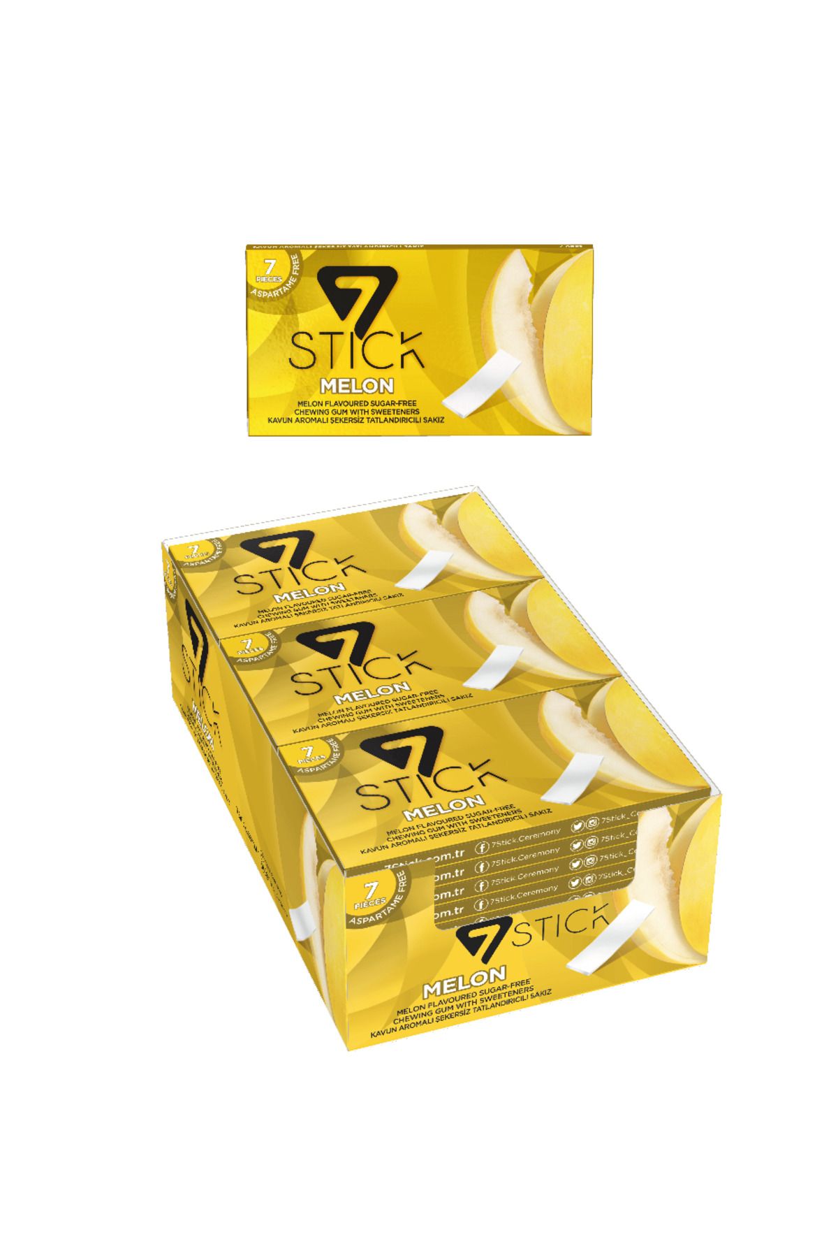 7 STICK 7stıck Sekersız 7lı Kavun Aromalı Sakız 14,5gr (24 ADET)