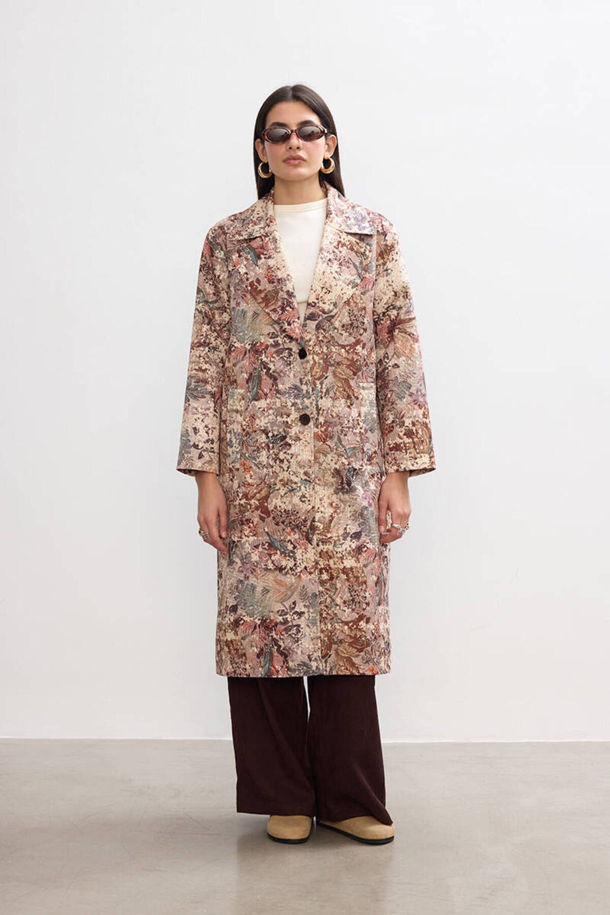 BE BLUE-PATTERNED TRENCH COAT 4