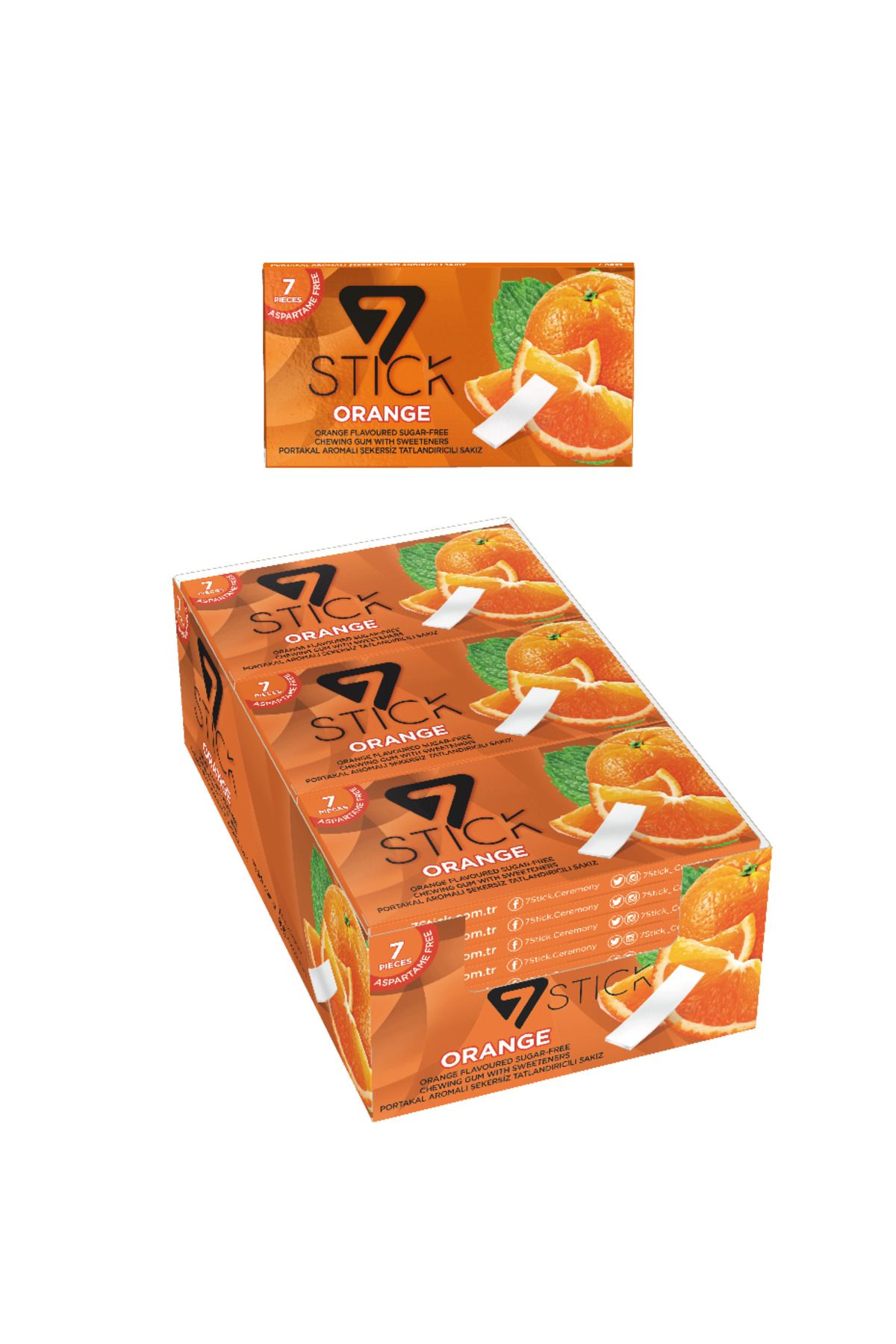 7 STICK 7stıck Sekersız 7lı Portakal Aromalı Sakız 14,5gr (24 ADET)