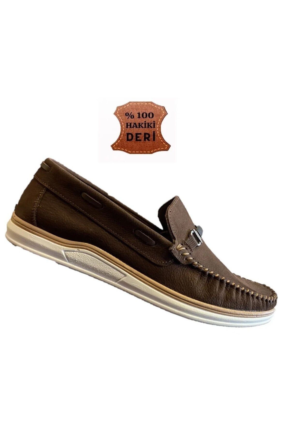 Slope Erkek Kahverengi Hakiki Deri Bağcıksız Günlük Casual Ayakkabı Comfort Taban 902 görsel 4