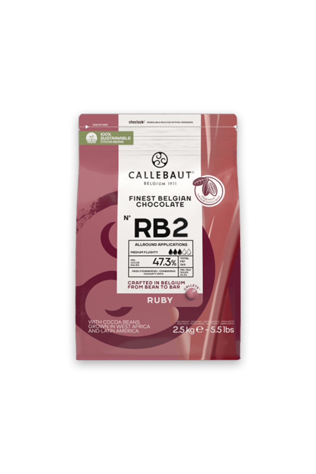 Callebaut Ruby Rb2 Drop Çikolata 2,5 Kg.