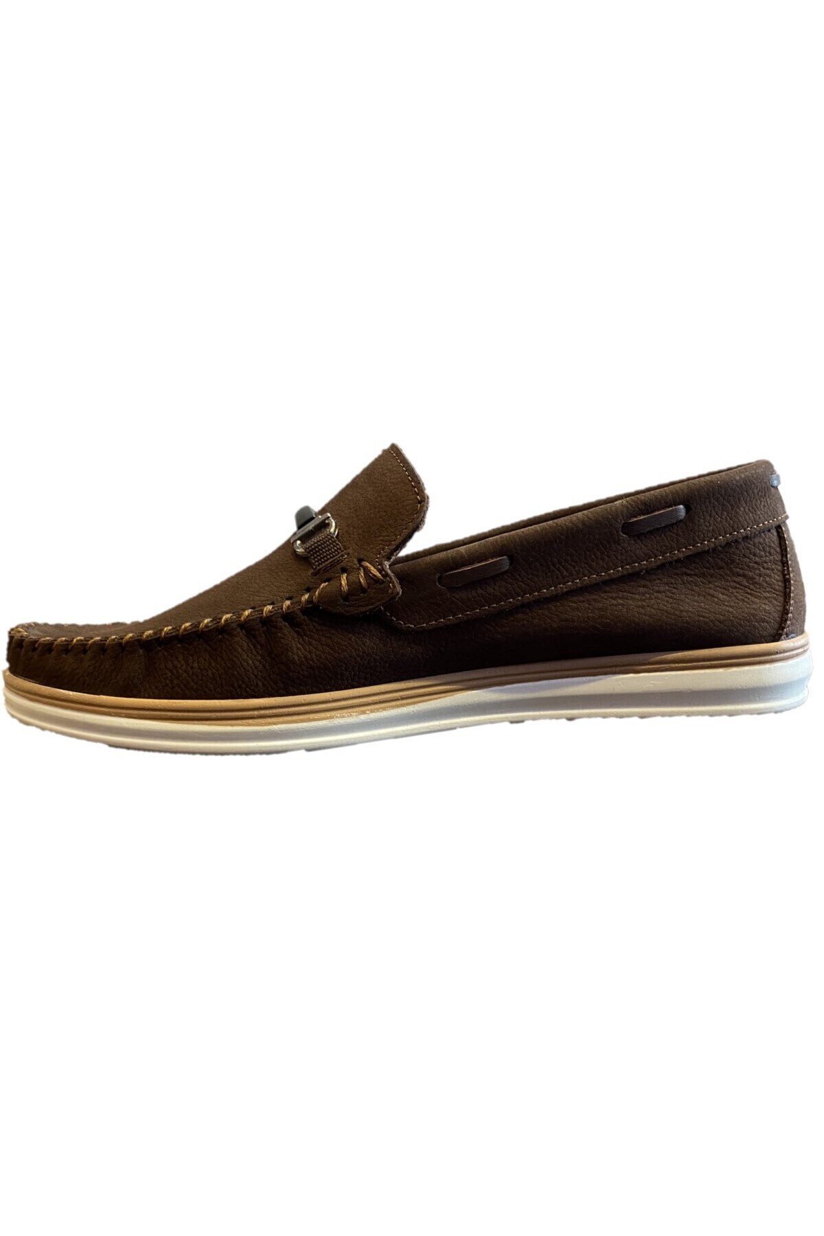 Slope Erkek Kahverengi Hakiki Deri Bağcıksız Günlük Casual Ayakkabı Comfort Taban 902 görsel 5