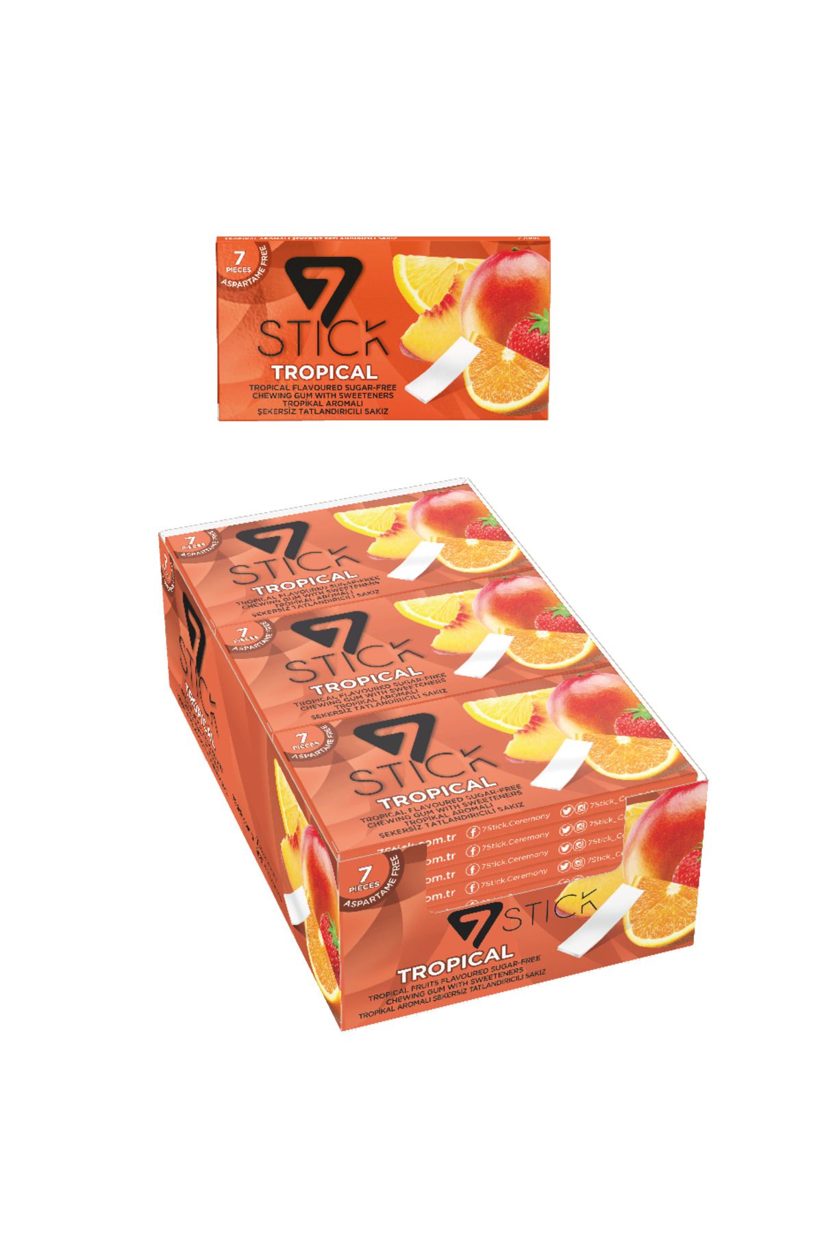 7 STICK 7stıck Sekersız 7lı Tropıkal Aromalı Sakız 14,5gr (24 ADET)