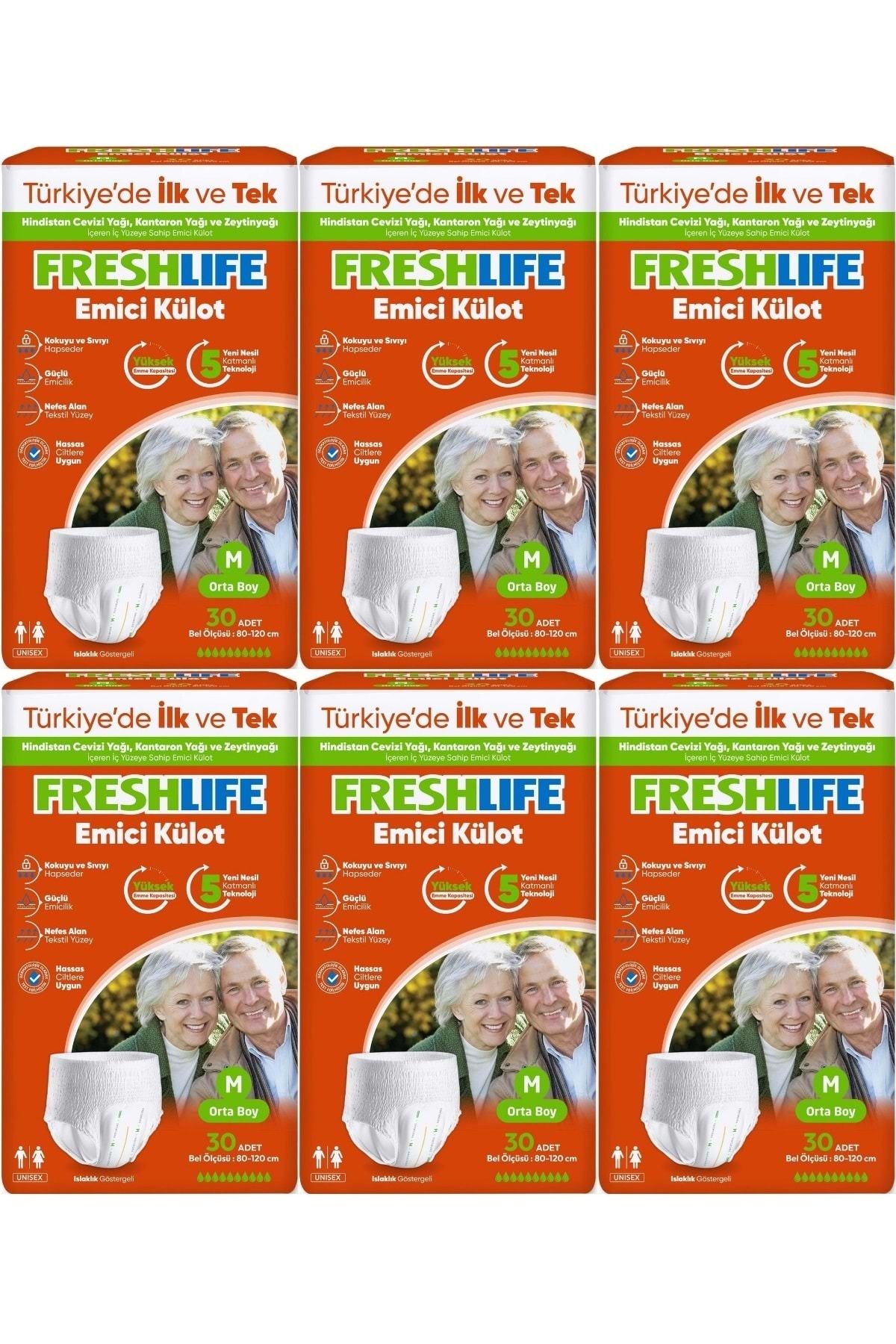 Freshlife Emici Külot Hasta Bezi Medium - Orta - M 180 Adet (6PK*30)