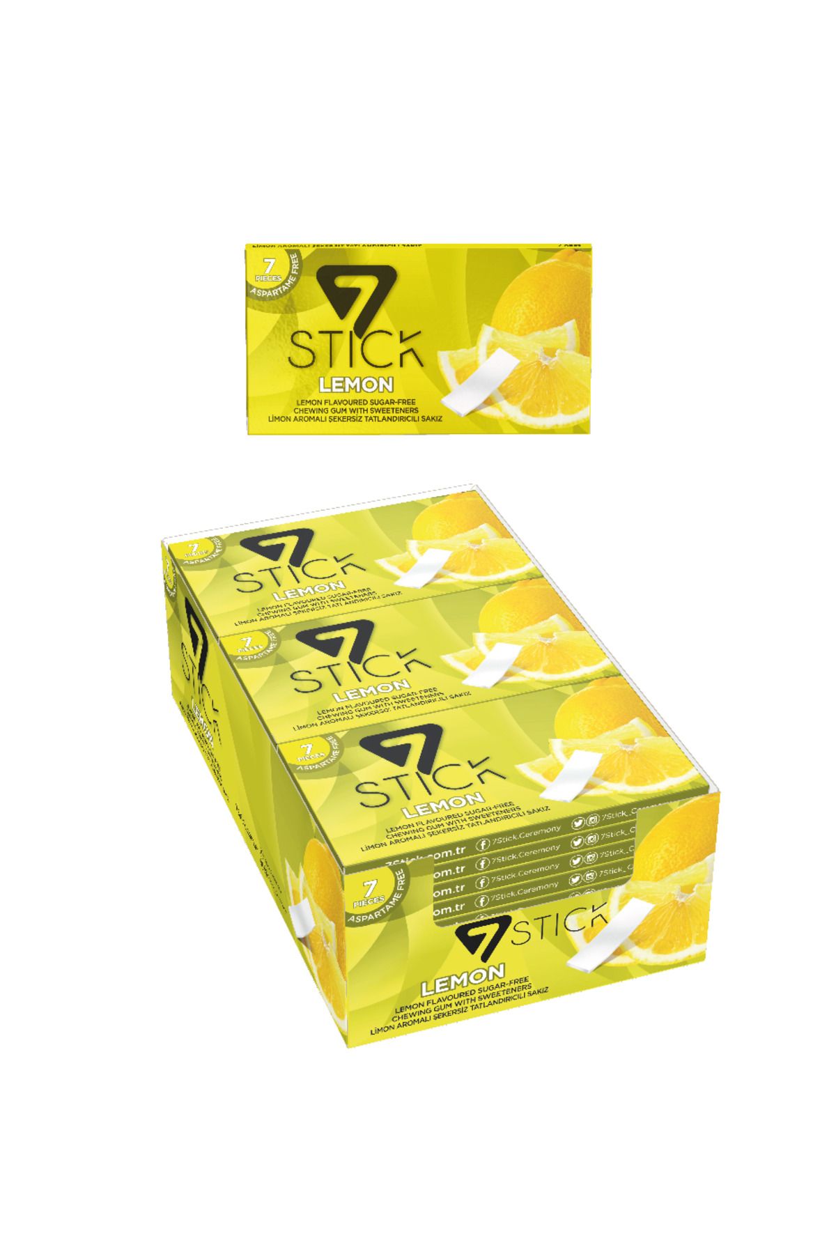 7 STICK 7stıck Sekersız 7lı Lımon Aromalı Sakız 14,5gr (24 ADET)