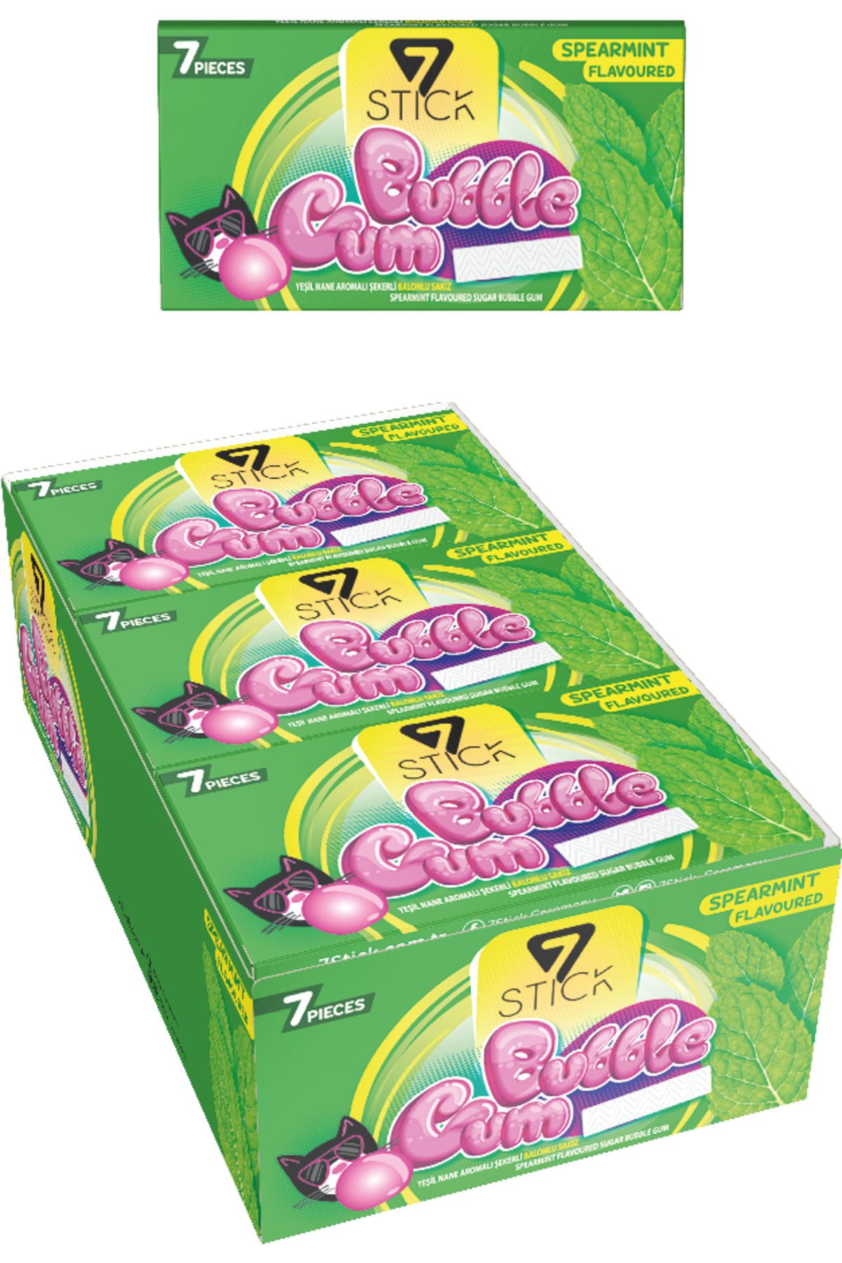 7 STICK 7stıck Sekerlı 7lı Yeşil Nane Aromalı Sakız 14,5gr (24 ADET)