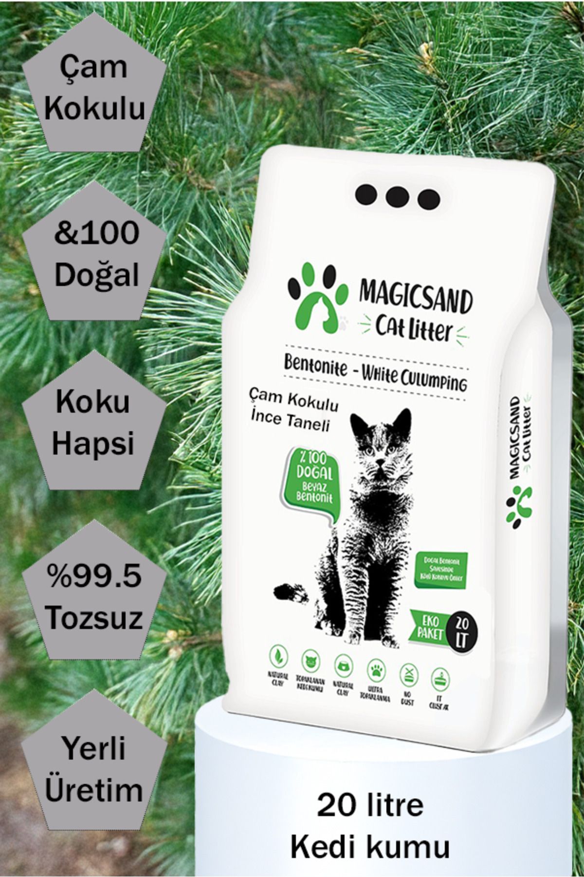 magicsand Cat Litter Çam Kokulu Kedi Kumu 20 Lt Ince Tane