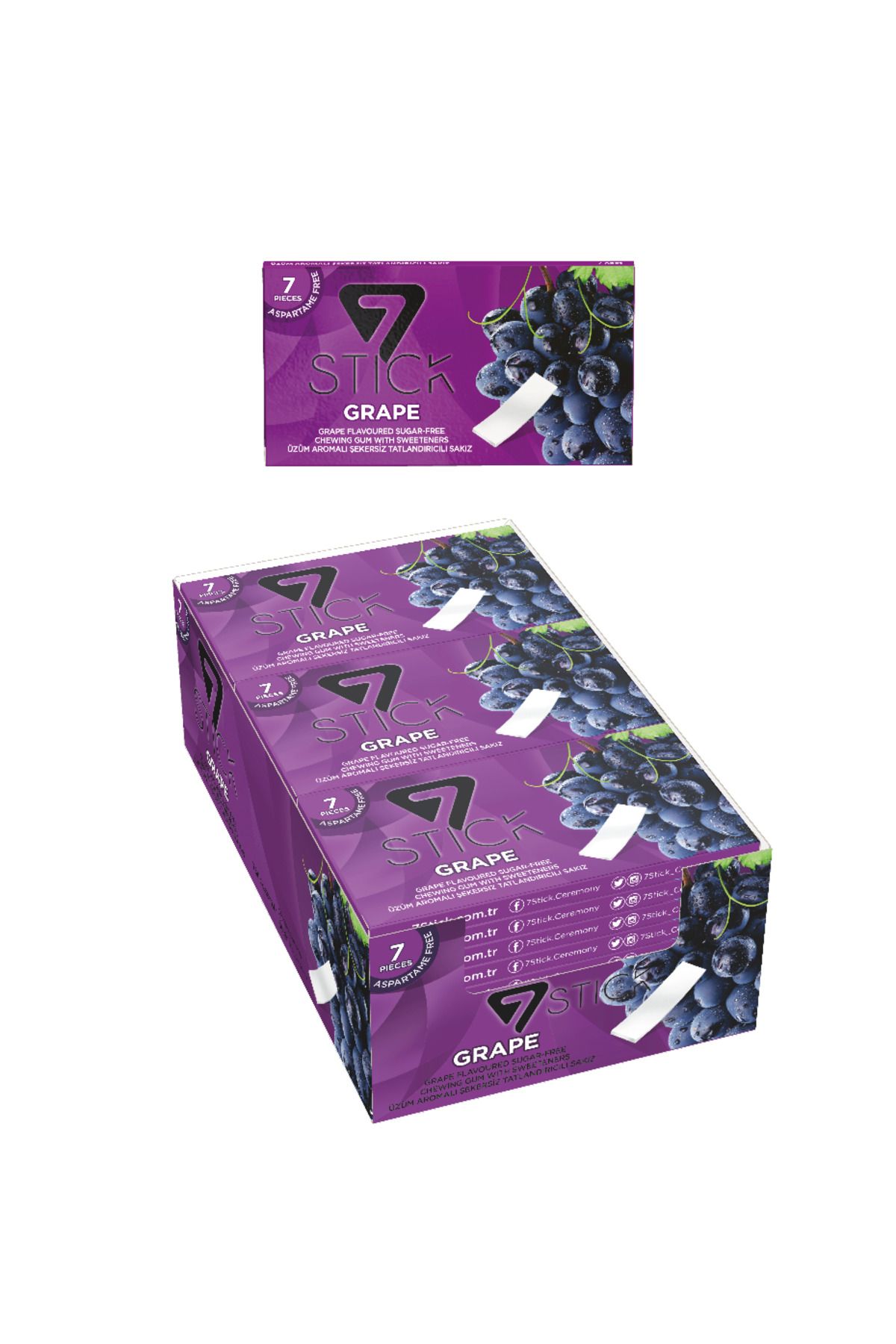 7 STICK 7stıck Sekersız 7lı Üzüm Aromalı Sakız 14,5gr (24 ADET)