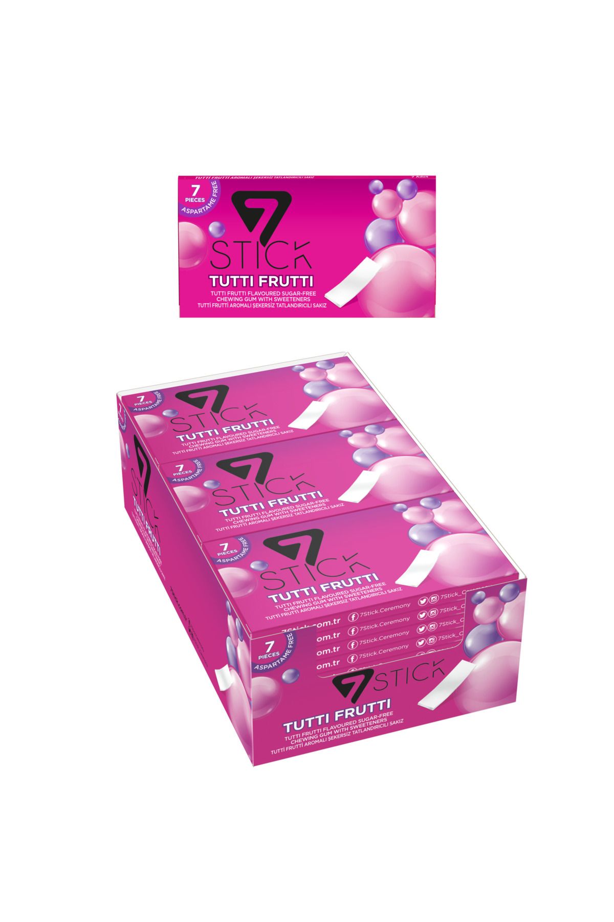 7 STICK 7stıck Sekersız 7lı Tuttı Fruttı Aromalı Sakız 14,5gr (24 ADET)