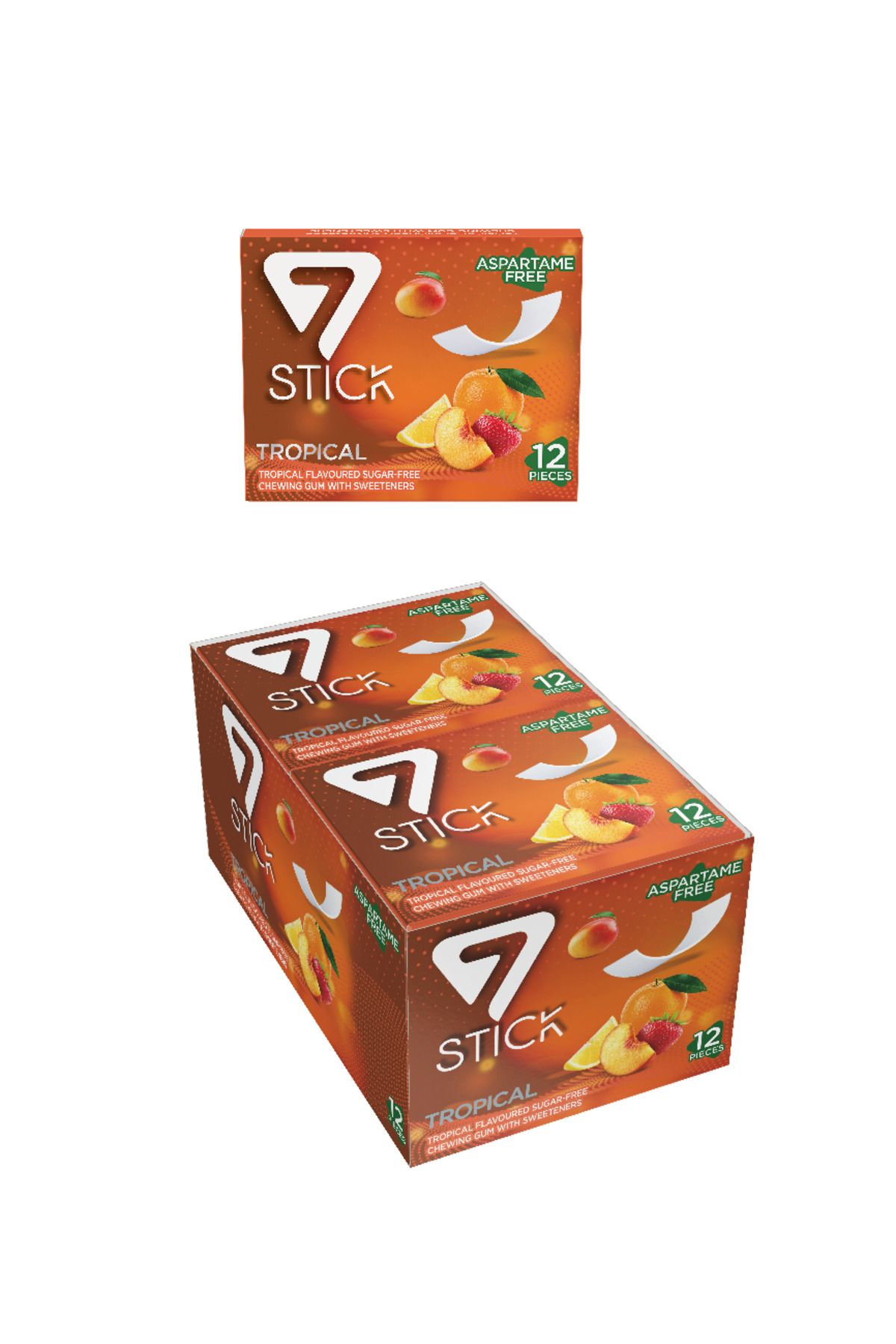 7 STICK Karışık Meyve Aromalı Şekersiz Sakız 33 gr X 12'li Paket