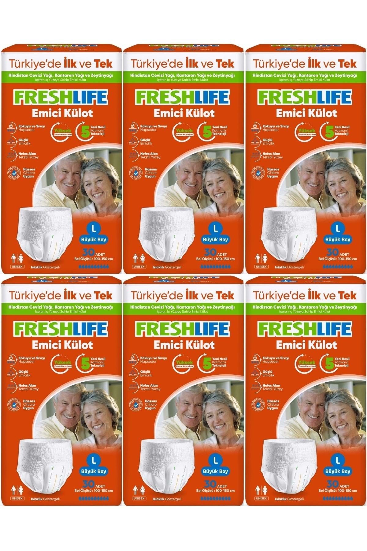 Freshlife Emici Külot Hasta Bezi Large - Büyük - L 180 Adet (6PK*30)