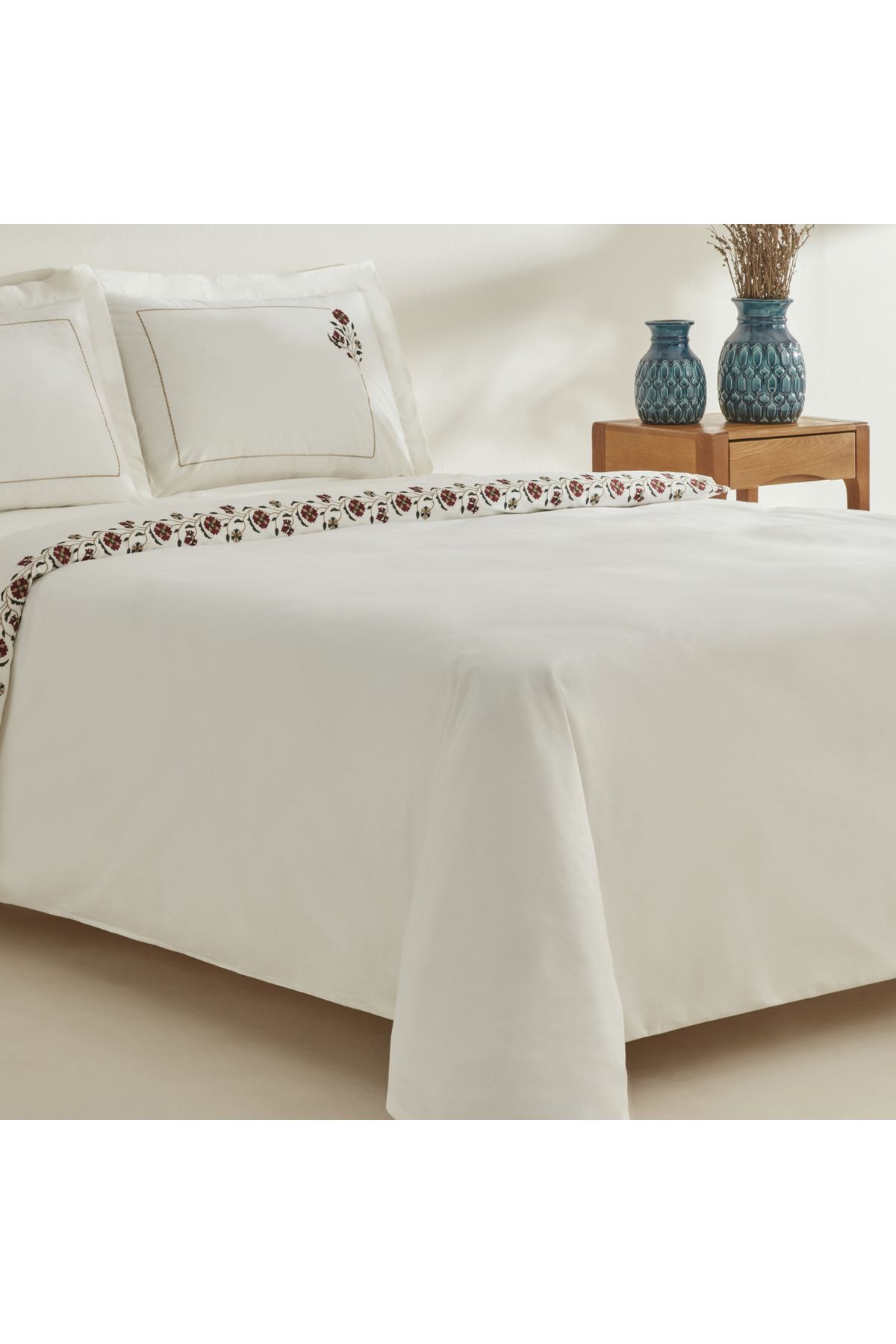 Karaca Home-Janset Double White Embroidered Duvet Cover Set 2