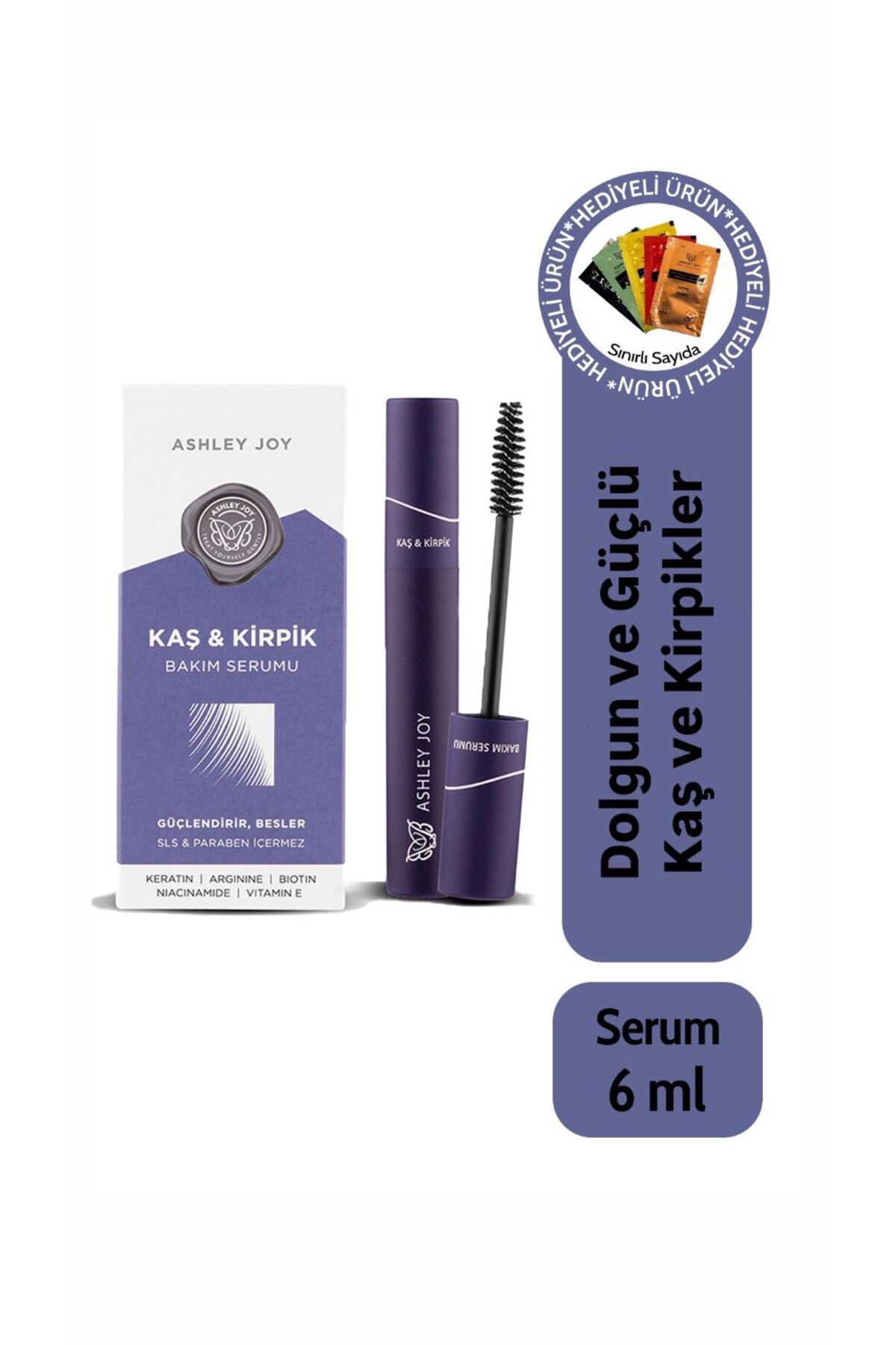 ASHLEY JOY Keratin Ve Biotin Içeren Besleyici Uzatıcı Doğal Bakım Kaş Kirpik Serumu 6 ml