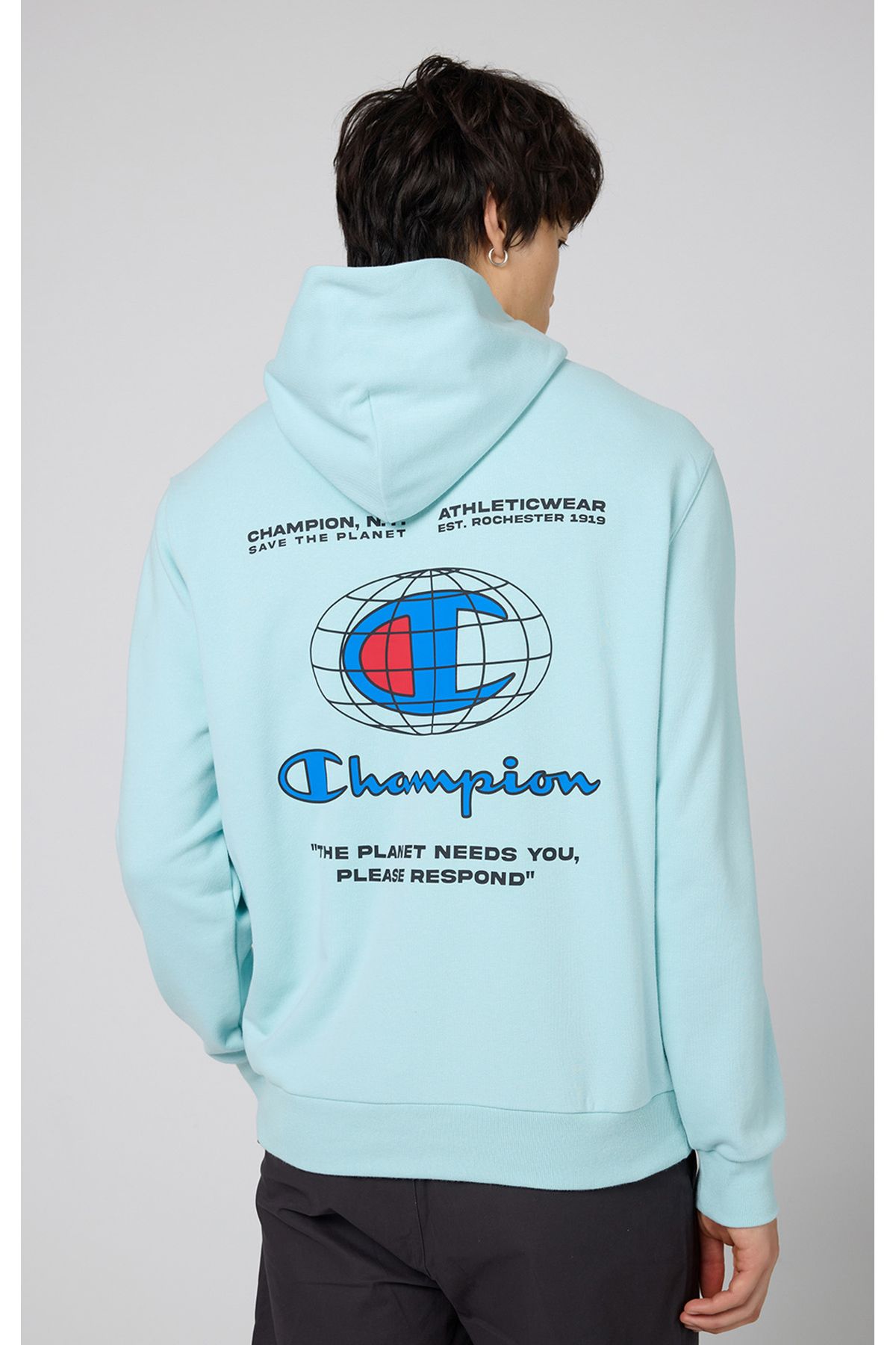سویشرت آبی مردانه کاپوت آینده اکو اورجینال Champion