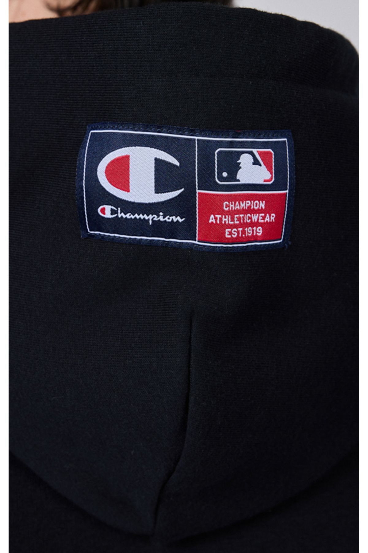 سویشرت مشکی مردانه کلاه دار MLB اورجینال Champion