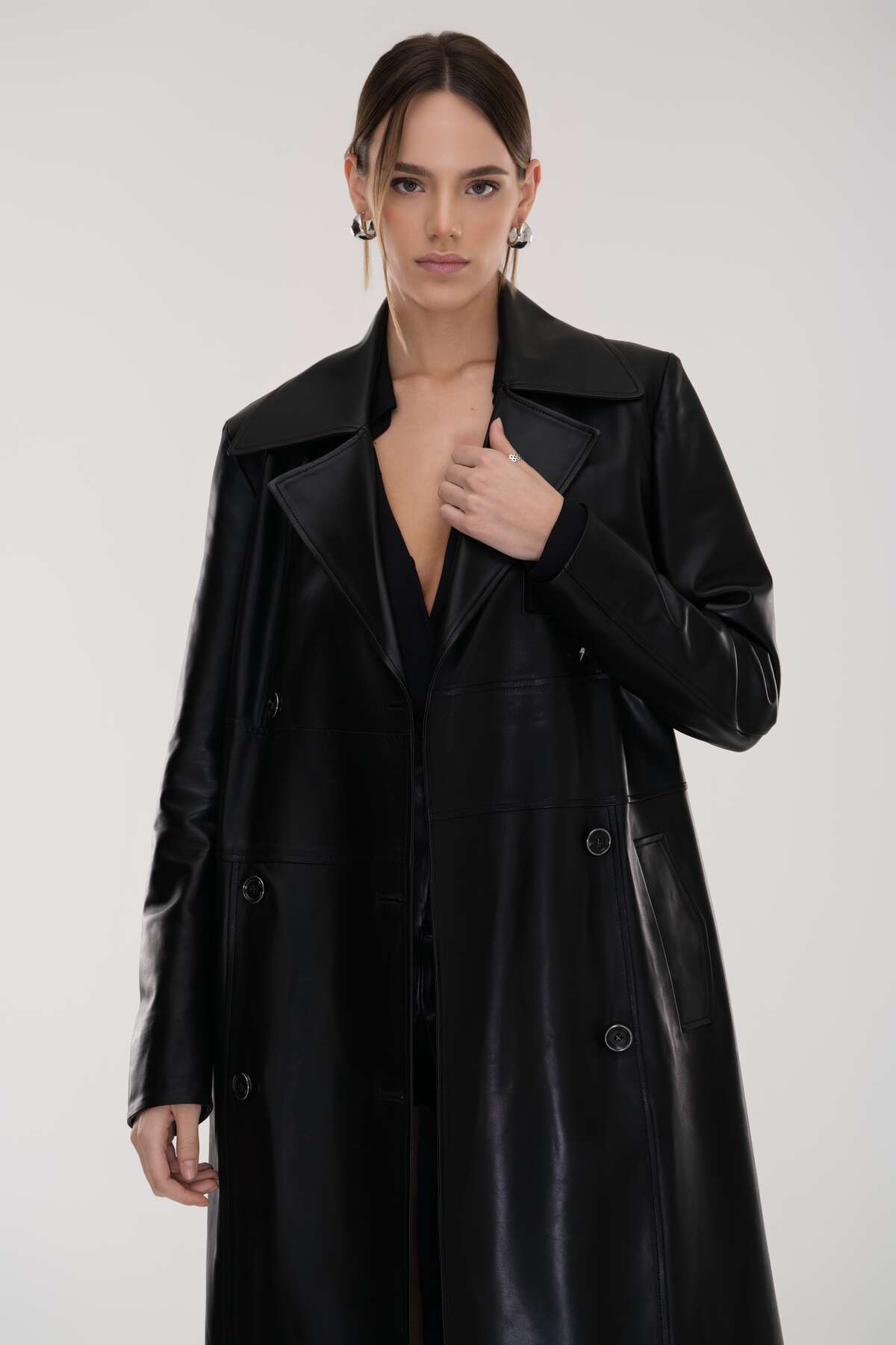 HYPNOTIC HUMAN  Kruvaze Deri Palto - Görsel 3