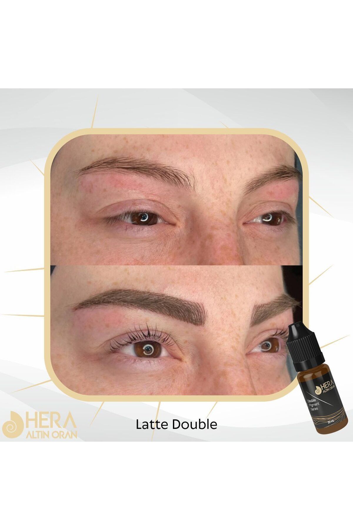 رنگ ابرو چند آرایش دائمی و میکروبلادینگ 3 قطعه 10 میل قهوه ترکی لاته Hera Altın Oran