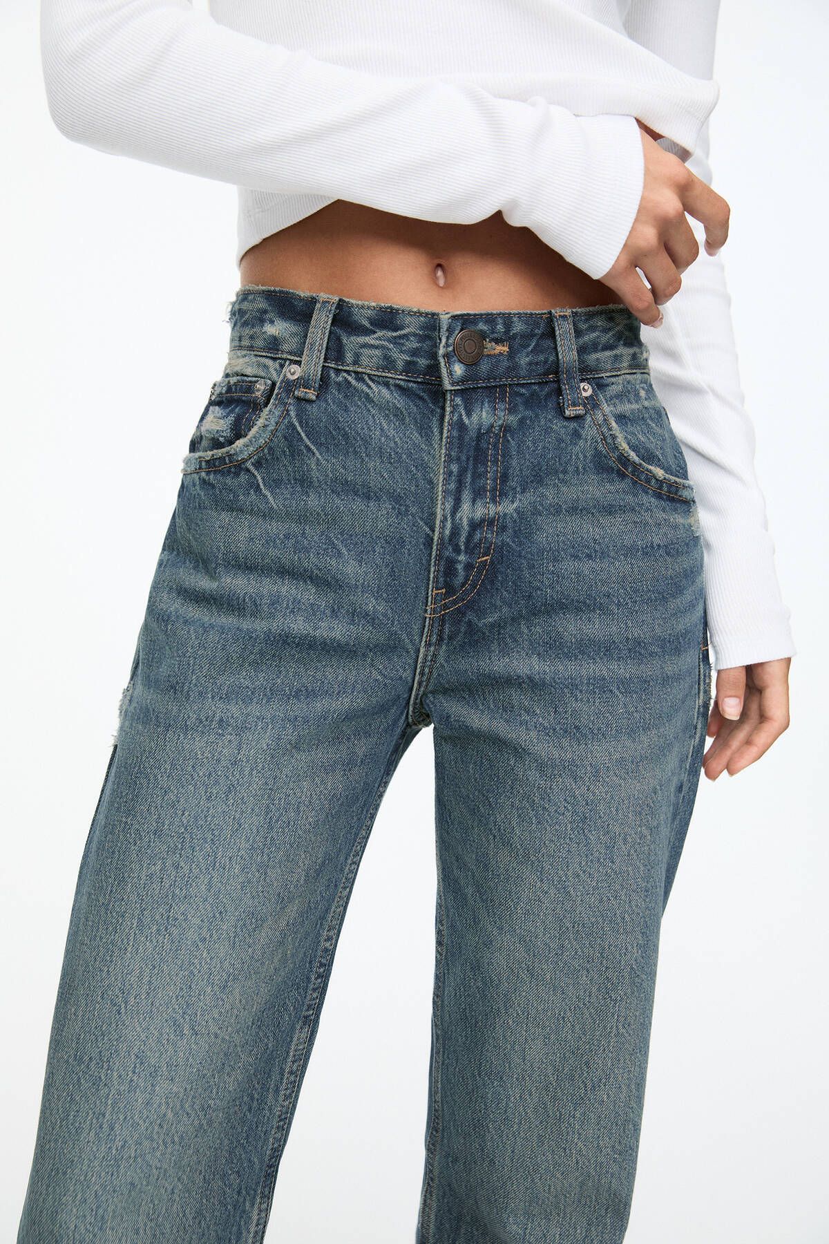 Pull & Bear-Mid-waist straight-leg jeans 4