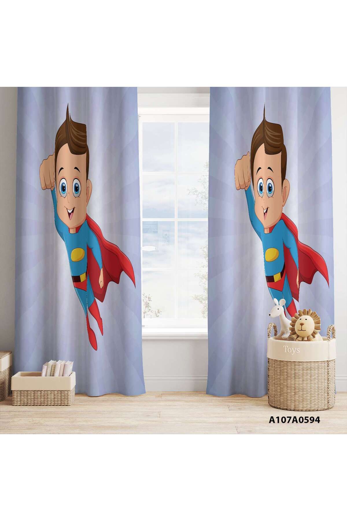 A2ZTR-Super Children's and Baby's Room - Curtain, Bedspread, Carpet, Square Wall Clock, Pillow and Dirty Cover 2