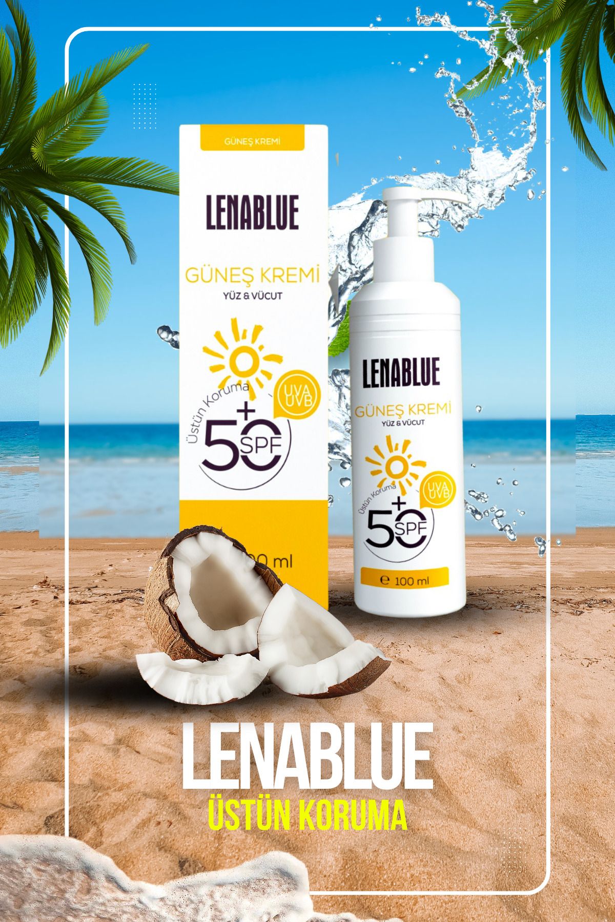 کرم ضد آفتاب LENABLUE ضد لک SPF 50 مرطوب کننده با محافظت بالا برای انواع پوست 100 میلی لیتر