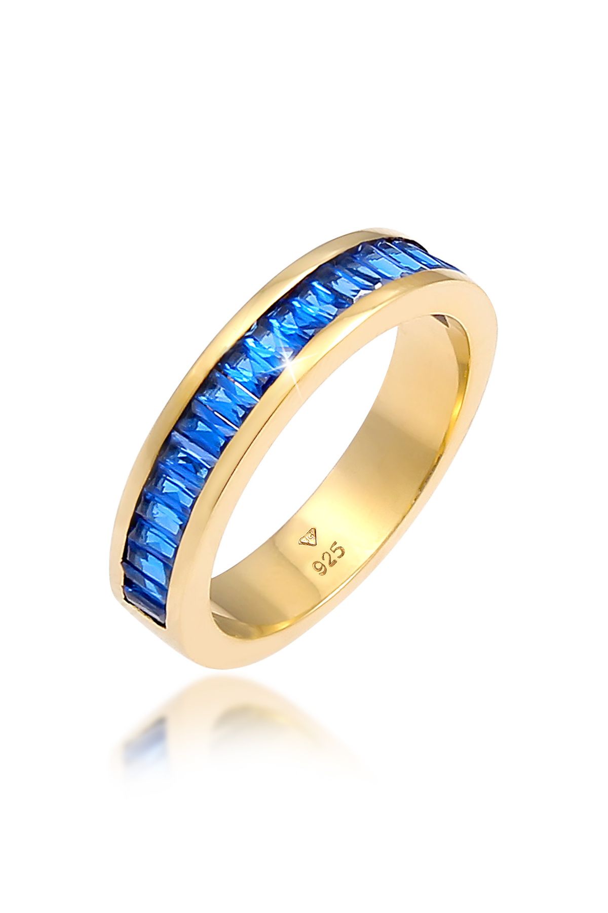 ELLI 925 Sterling Silber Vergoldet – Synthetik-saphir-ring für Damen - 52