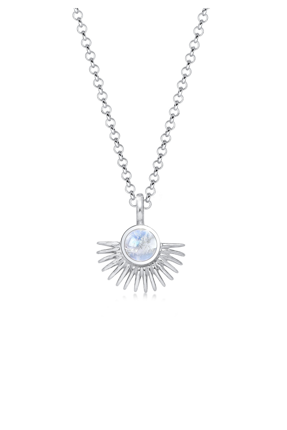 ELLI-Halskette Damen Fächeranhänger mit Mondstein in 925 Sterling Silber 1