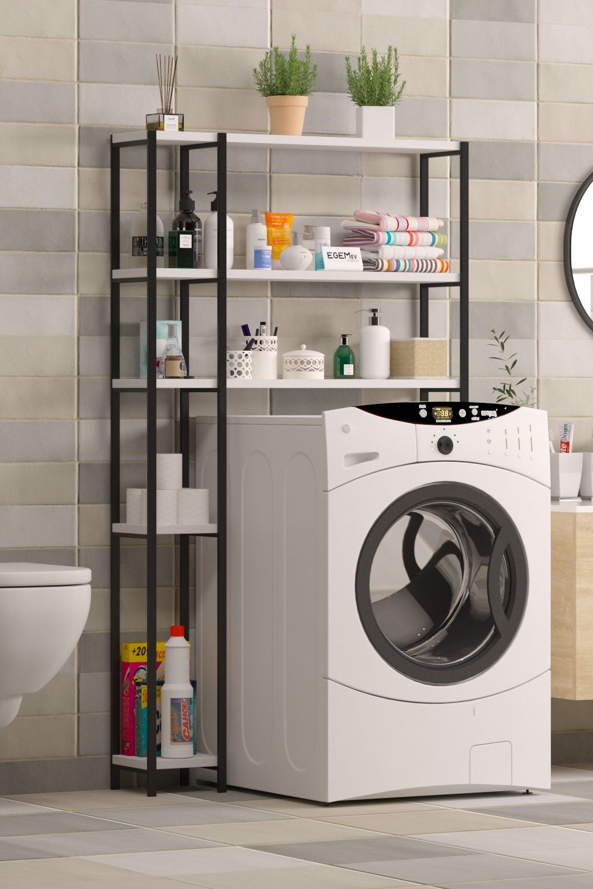 Çamaşır Makinesi Üstü Düzenleyici   BOL RAFLI COK AMAÇLI  Banyo Rafı Çamaşır Makinası DOLABI