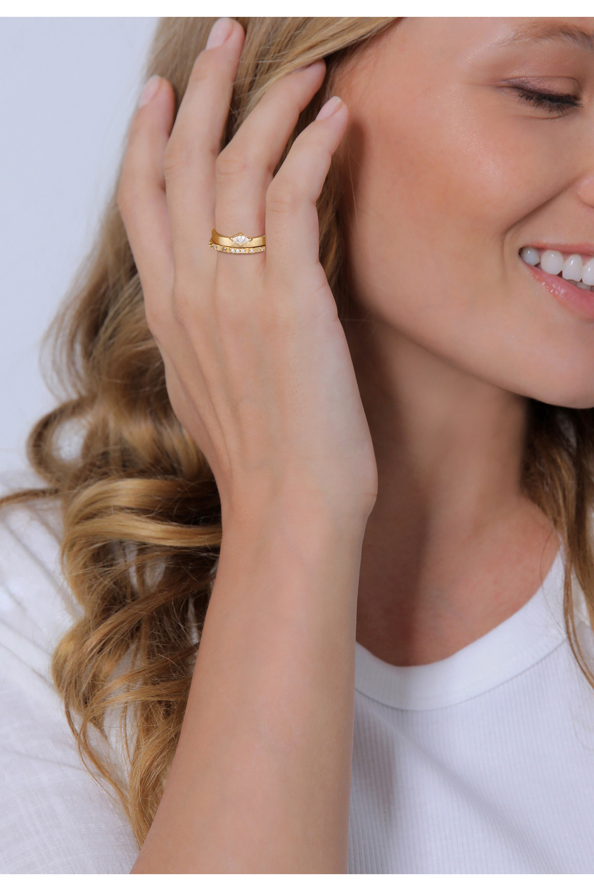 ELLI-Ring Damen Set Solitär Verlobung mit Zirkonia Kristallen in 925 Sterling Silber 4