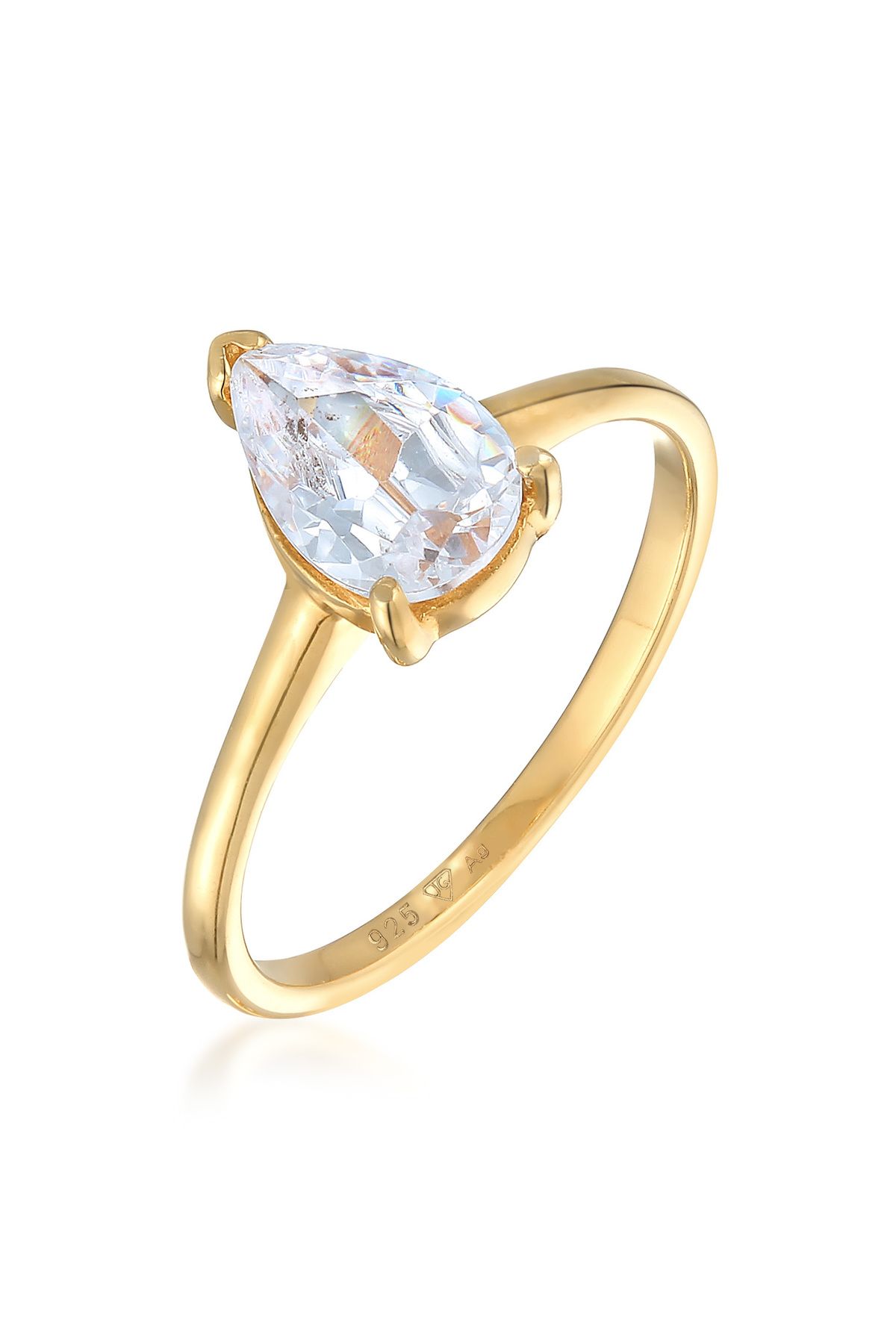 ELLI Verlobungsring – Solitaire Drop, Zirkonium 925 Sterling Silber für Damen - 56