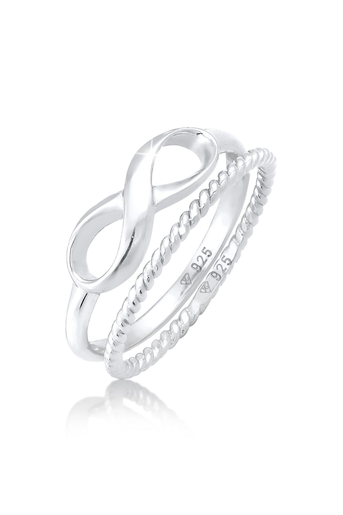 ELLI Ring Stapelring Duo Infinity Twisted Basic Trend Blogger Aus 925 Sterling Silber für Damen - 52